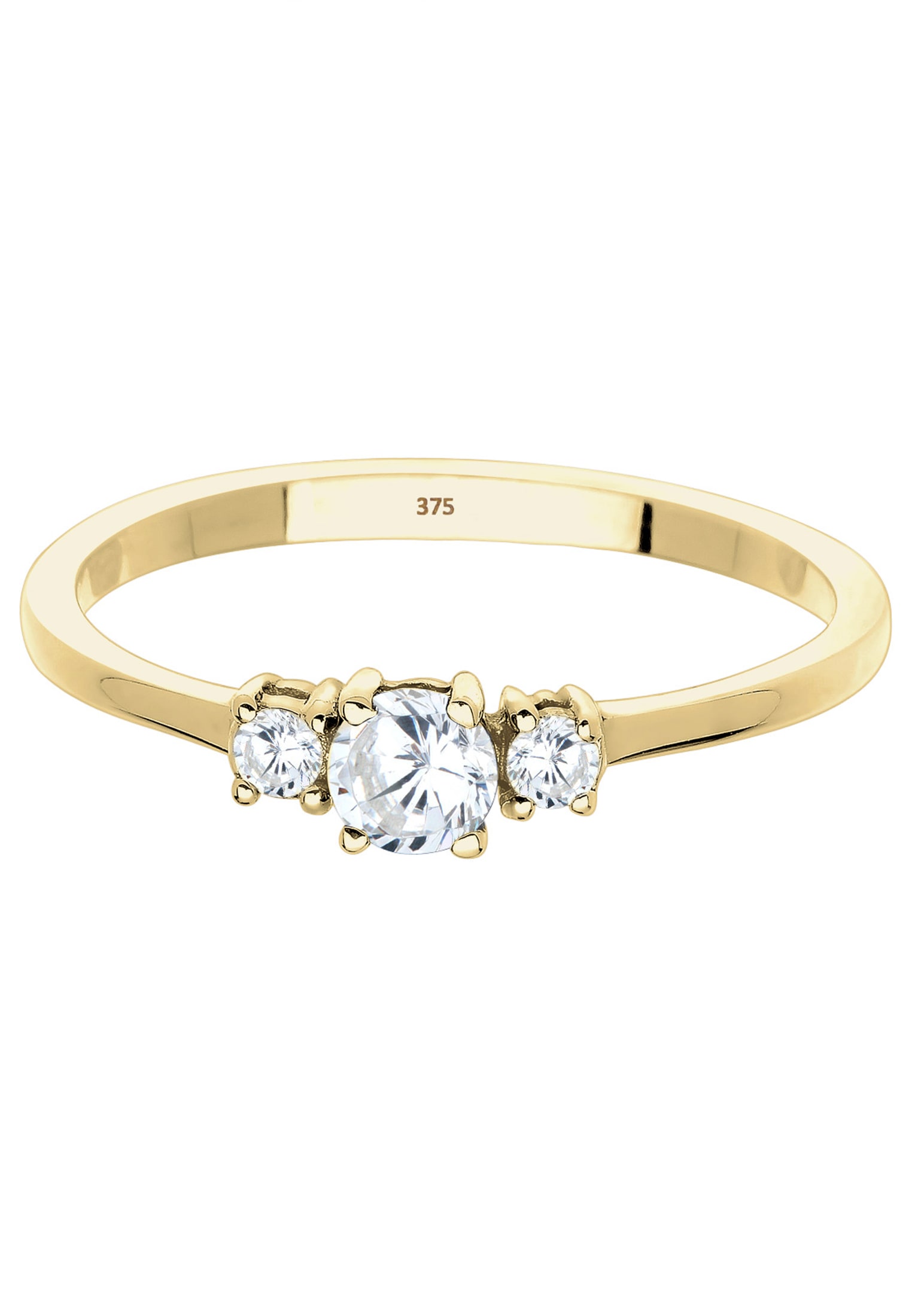 Elli Premium Fingerring »Zirkonia Weiß 375 Gelbgold«