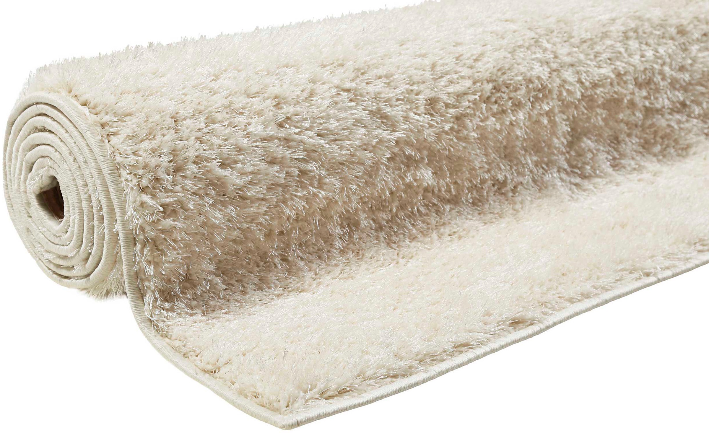 Hochflor-Teppich ESPRIT "Swagger Shag ESP-8866", weiß (weiß,creme), B:80cm H:30mm L:400cm, Polypropylen, Teppiche, Wohnzimmer, Schlafzimmer, uni, waschbar, Antirutsch, gekettelt 3