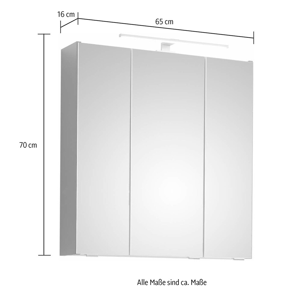 Saphir Badmöbel-Set »Quickset 5-teilig, Waschbeckenunterschrank mit LED-Spiegelschrank«, (5 St.), Hochschrank, Unterschrank, Hängeschrank, inkl. Türdämpfer, 9 Türen