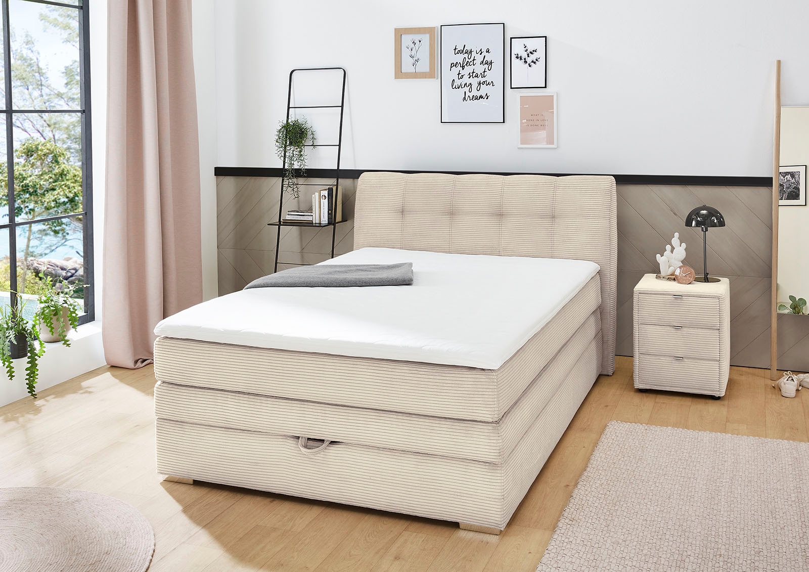 Boxspringbett »Amelie«, mit Bettkasten und Topper, erhältlich in 120 & 140cm Breite