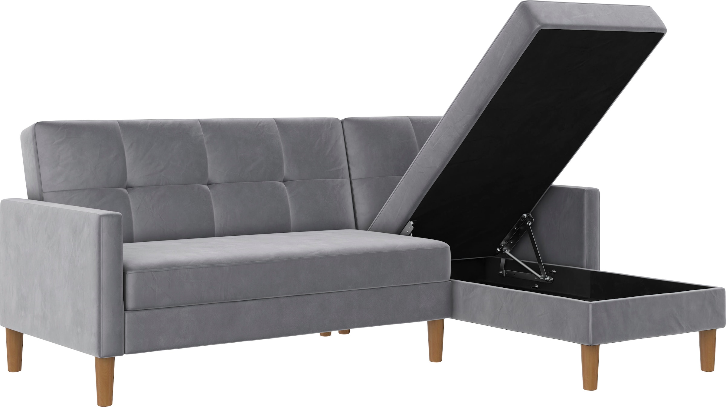 Dorel Home Ecksofa »Lilly, L-Form,«, mit Bett-Funktion, Recamiere beidseitig montierbar, Sitzhöhe 43 cm