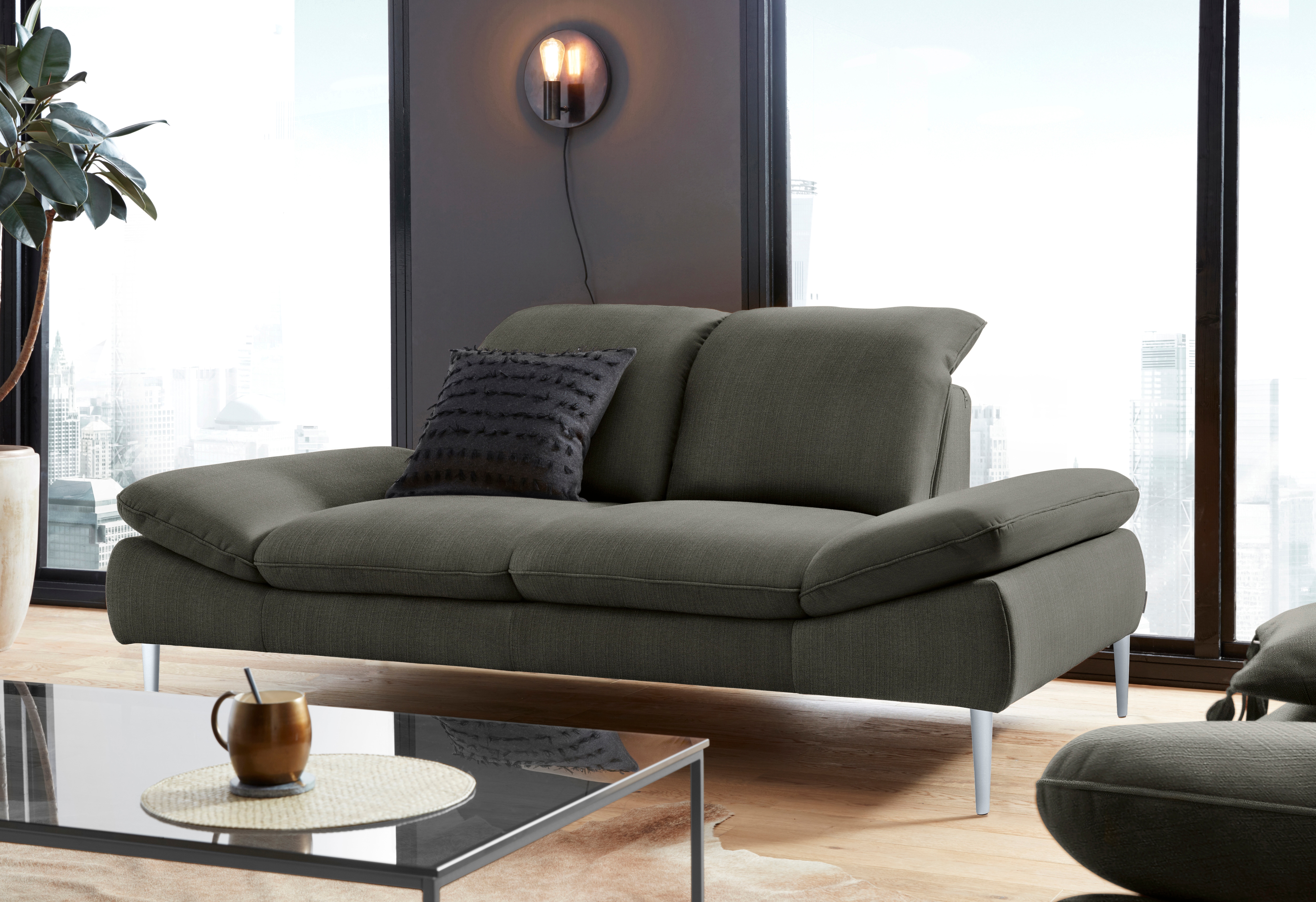 W.SCHILLIG 2-Sitzer "enjoy&MORE" mit Sitztiefenverstellung, Füße Chrom glänzend, Breite 202 cm