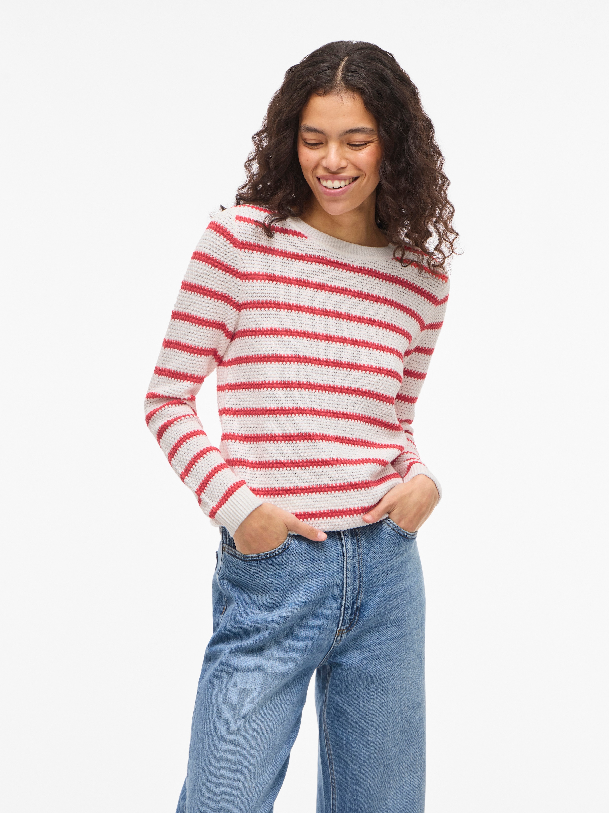 Vila Rundhalspullover "VIDALO O-NECK L/S STRIPE KNIT TOP- NOOS" günstig online kaufen