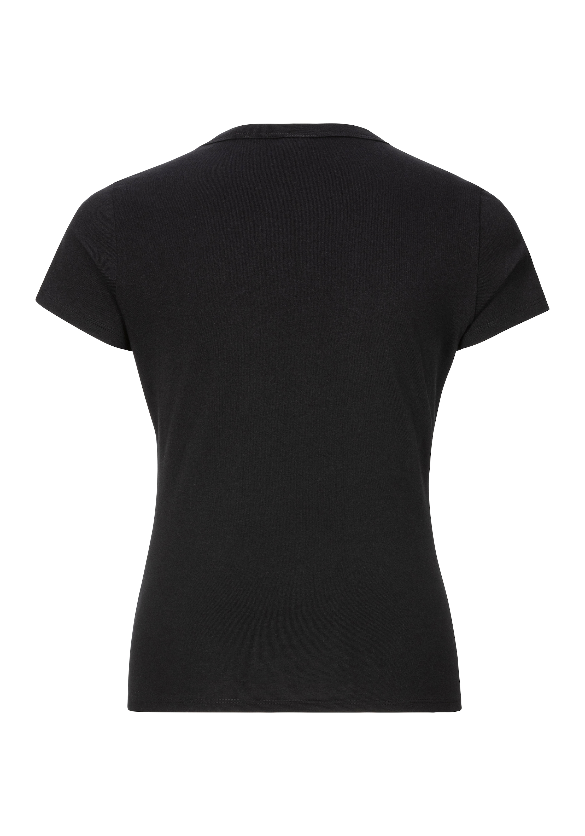 BOSS ORANGE T-Shirt »Endora Premium Damenmode«, mit Raffungen, glitzerndes Badge