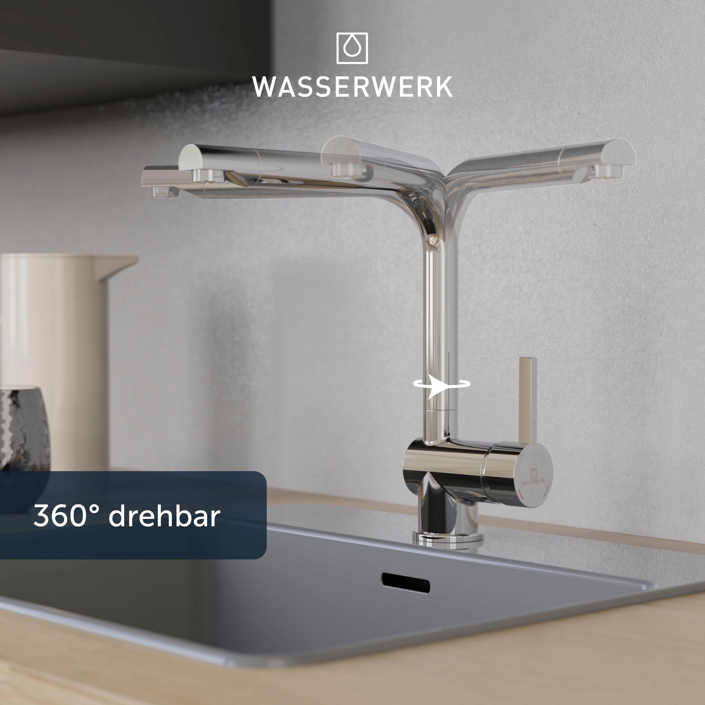 WASSERWERK Spültischarmatur »WK 4, Wasserhahn, Küche, Einhebelmischer«, 360° schwenkbar, Cold-Start-Funkt., geräuscharm