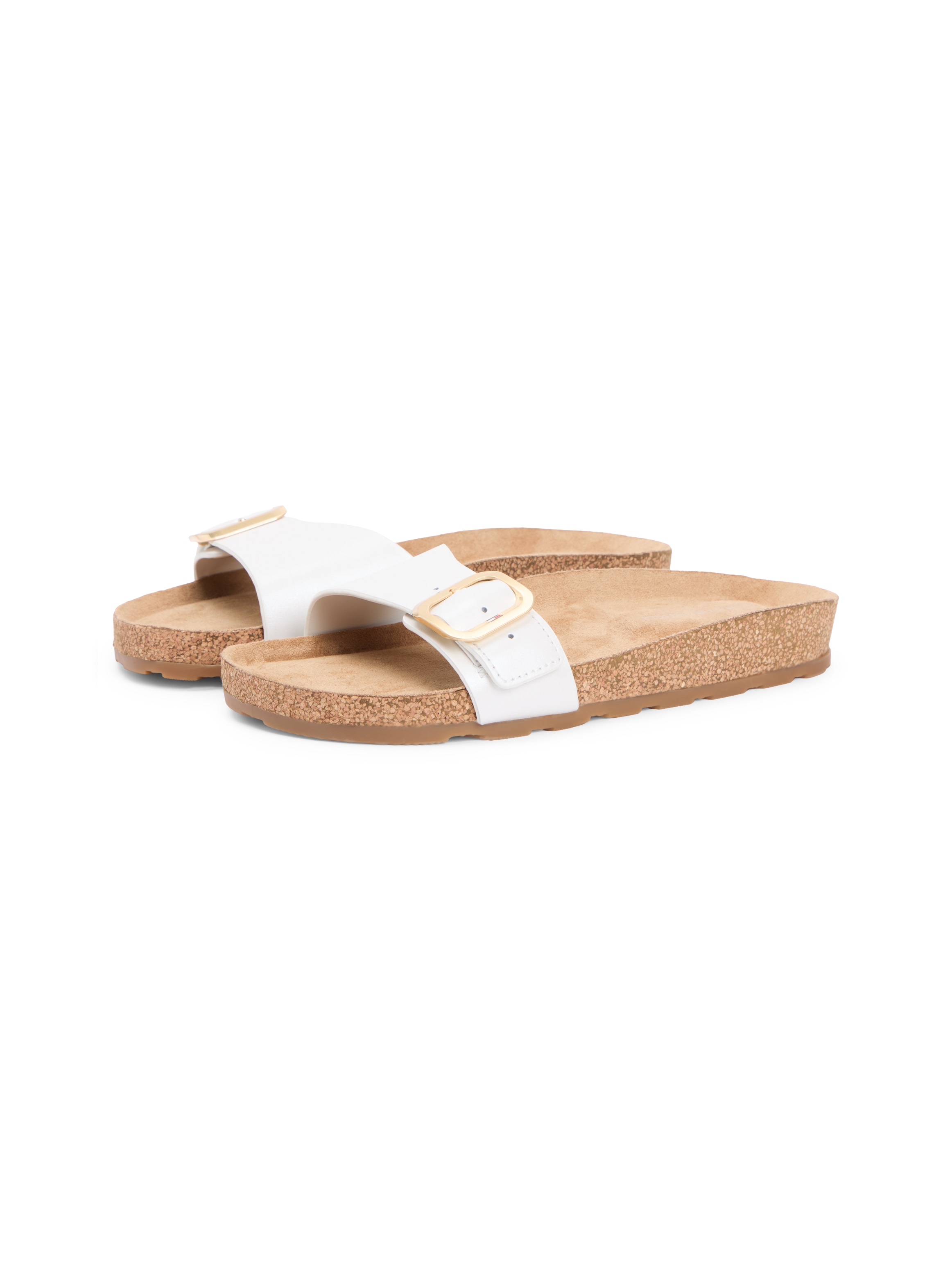 Tommy Hilfiger Pantolette "TH CLASSIC CORK SANDAL PEARL LTH" Strandschuh, Pool Slides, Flat mit Logoemblem