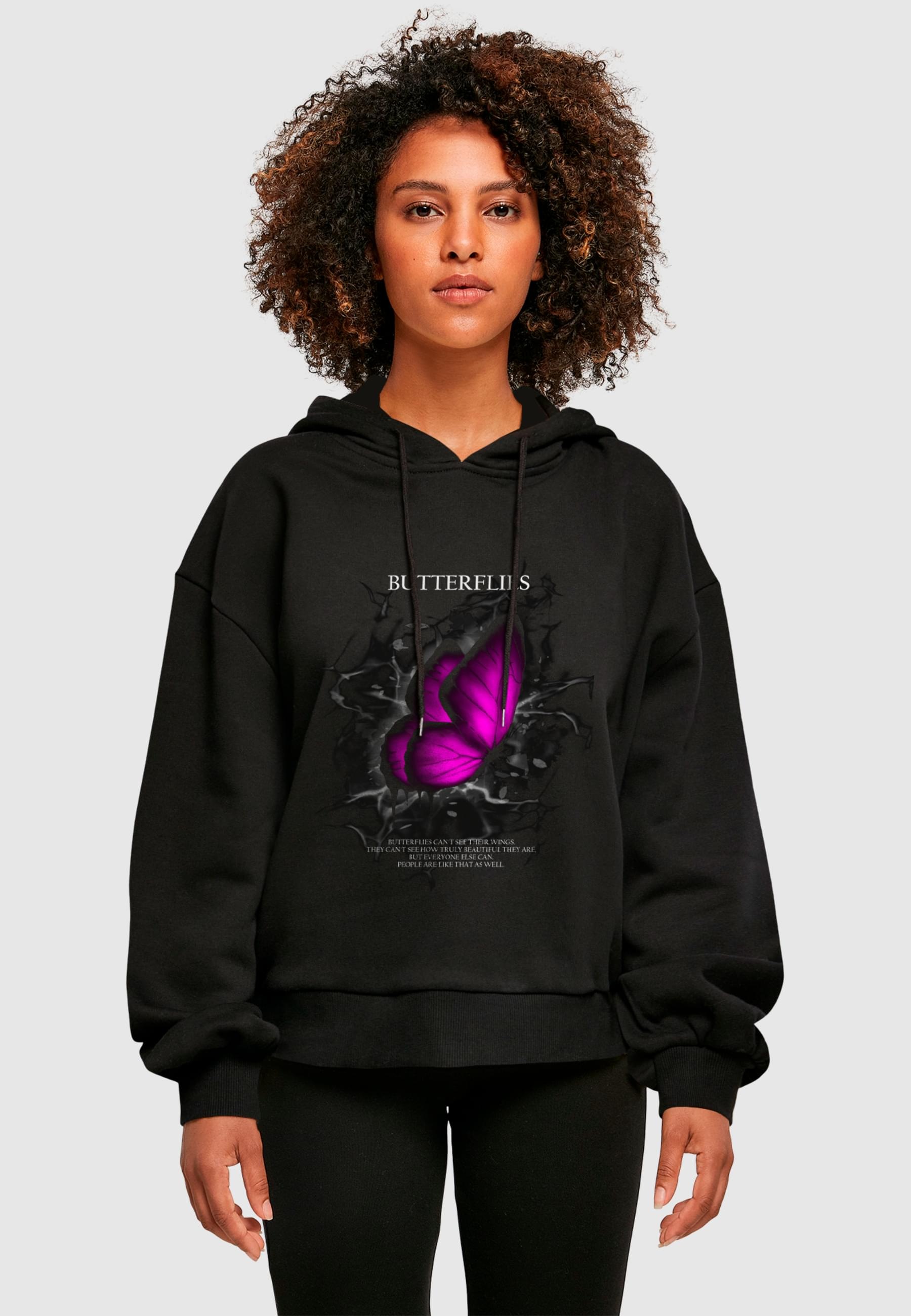 Merchcode Kapuzenpullover »Merchcode Ladies Butterflies Organic Oversized Hoody« 1 Stk. tlg.