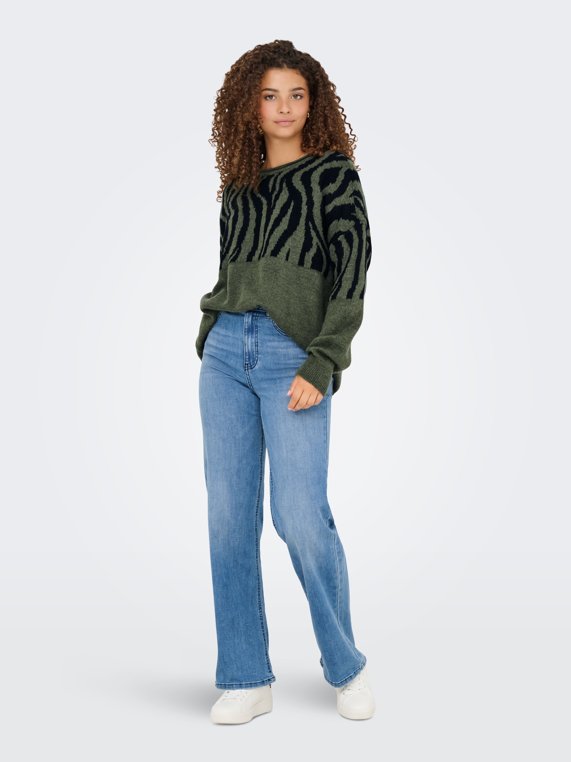 ONLY Rundhalspullover »ONLJADE ANIMAL LS O-NECK NOOS KNT«