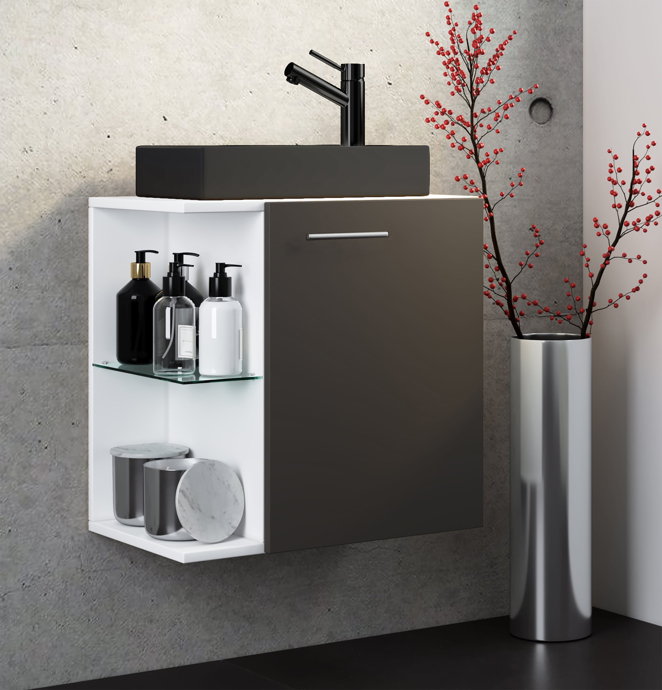 VCM Waschbeckenunterschrank »VCM 2-tlg Set | Waschplatz für Gäste WC | Gästebad | Waschtisch | Badezimmer Set ¿ Hausa-BL«, (2 St.)