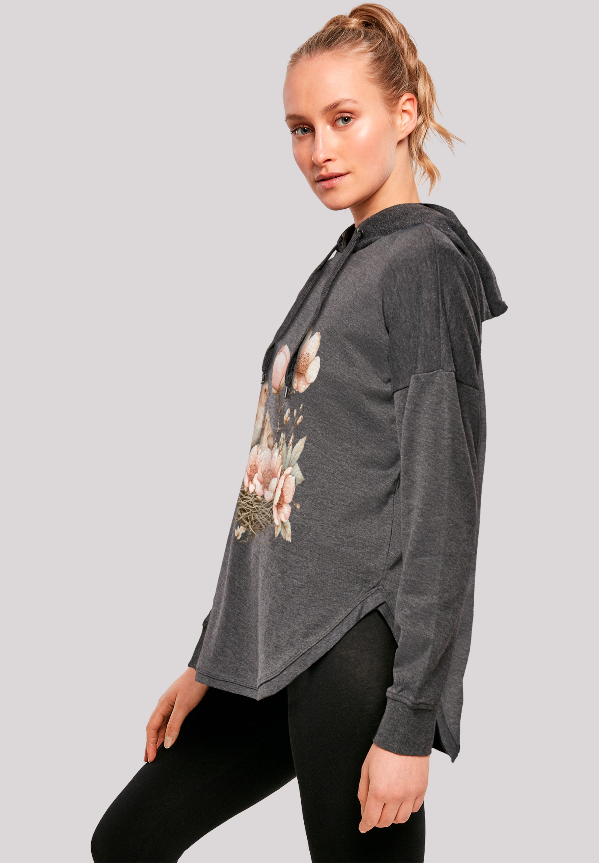 F4NT4STIC Kapuzenpullover »Vogelnest Blumen«, Premium Qualität