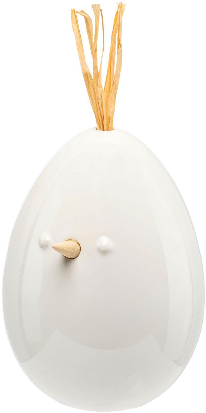 Creativ home Osterei »Huhn, Ei mit Applikation«, Frühjahrsdeko aus Keramik
