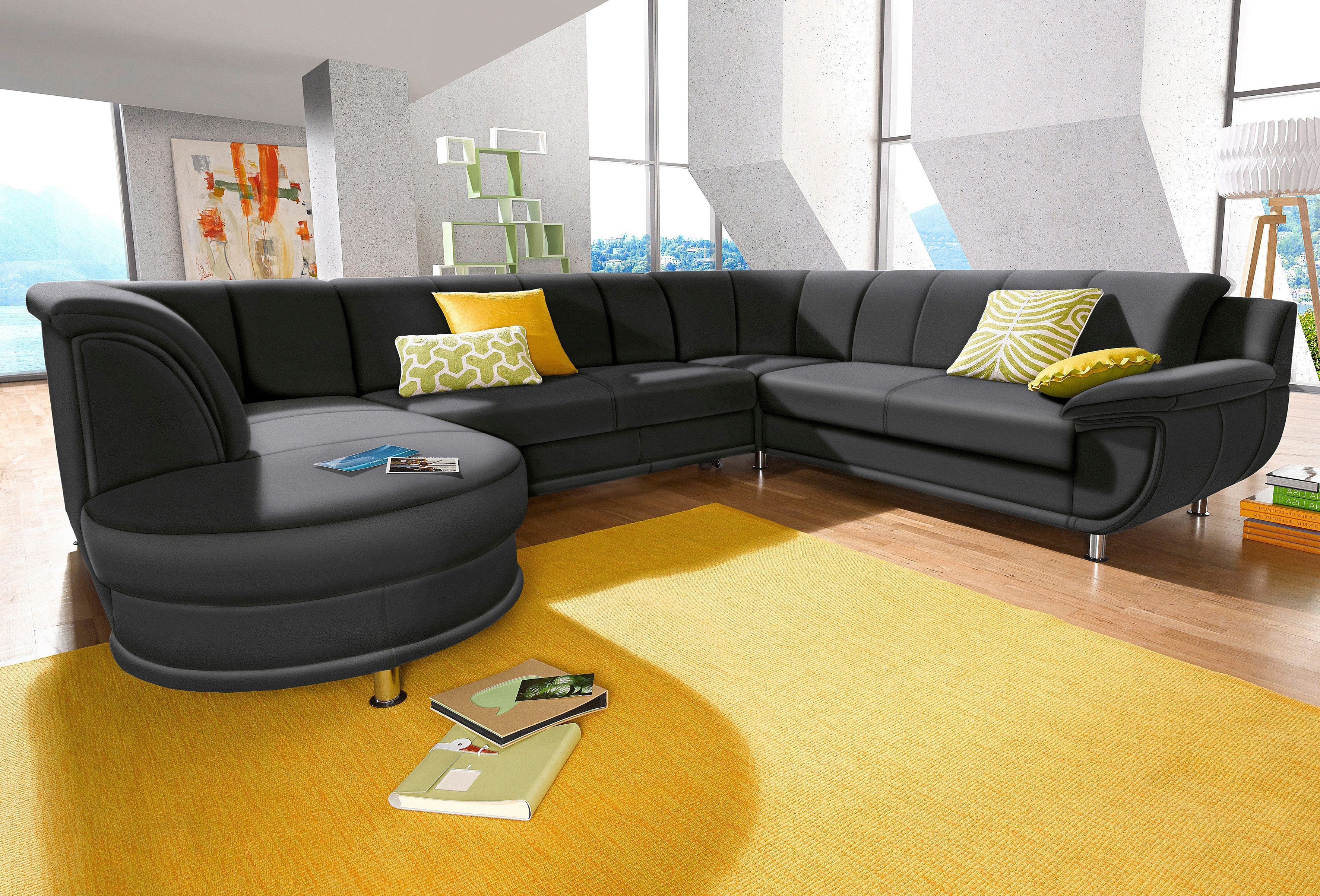TRENDMANUFAKTUR Wohnlandschaft "Rondo, wahlweine mit Federkern, Breite 320cm, U-Form" mit Schaumstoffpolsterung, mit Bettfunktion