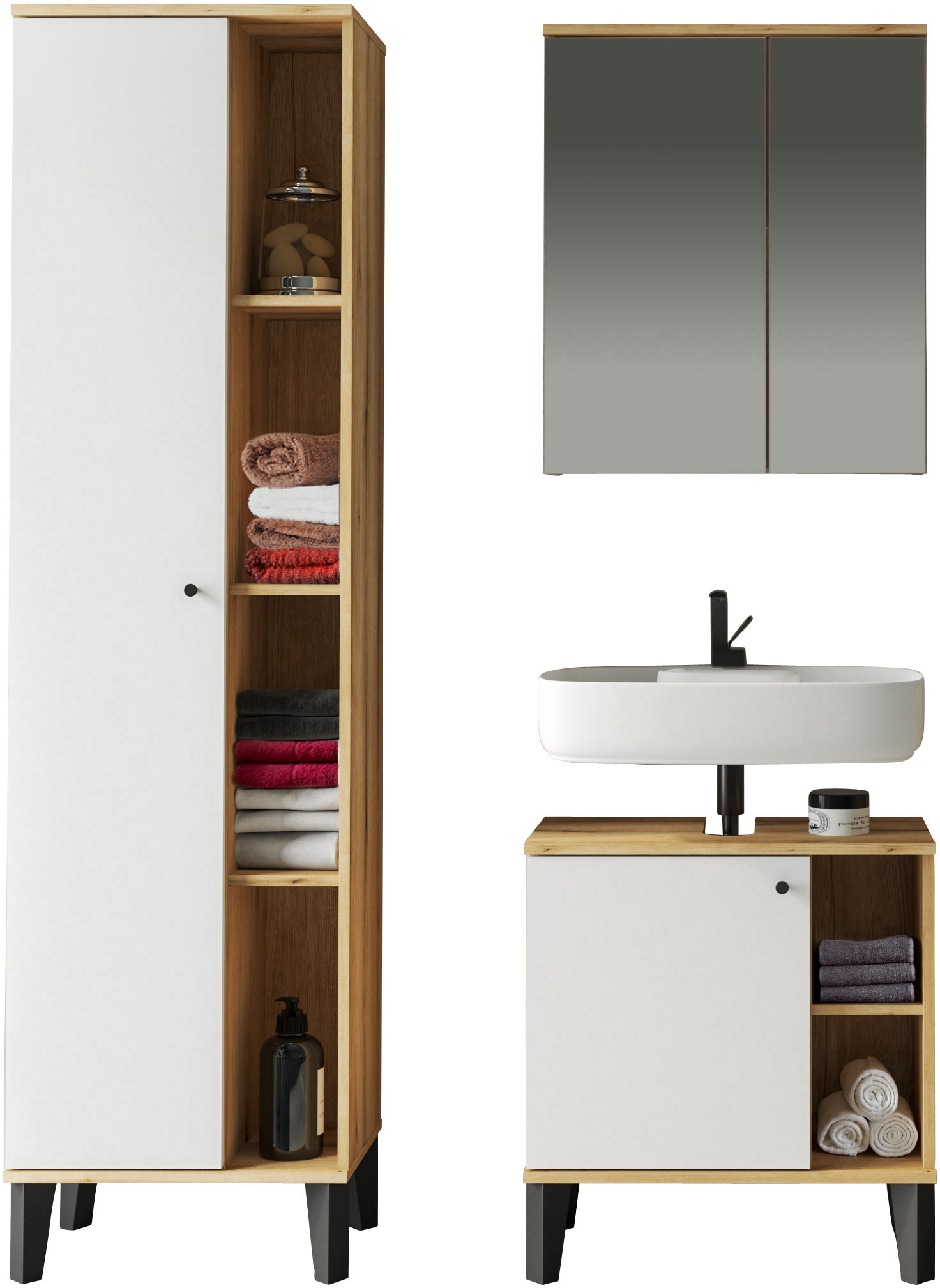 Home affaire Badmöbel-Set "OSLO, Bad im skandinavischen Design, 3-teiliges günstig online kaufen