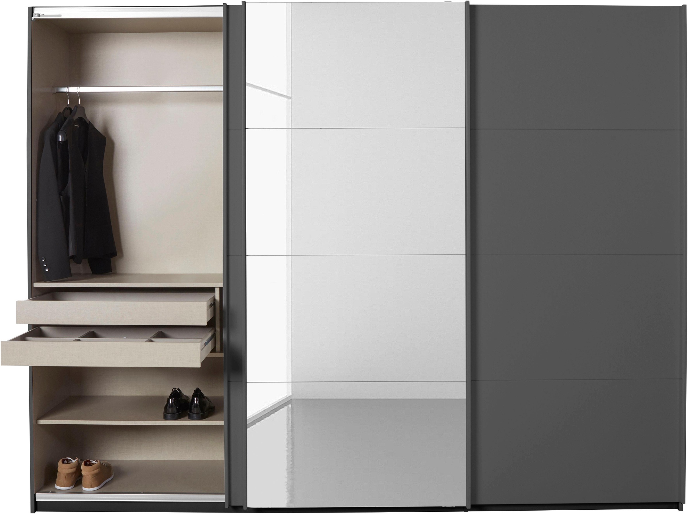 rauch Schwebetürenschrank »Kleiderschrank Schrank Garderobe Wäscheschrank BESTSELLER KEPAN«, inkl. Schubladen-Einsatz und extra Einlegeböden MADE IN GERMANY