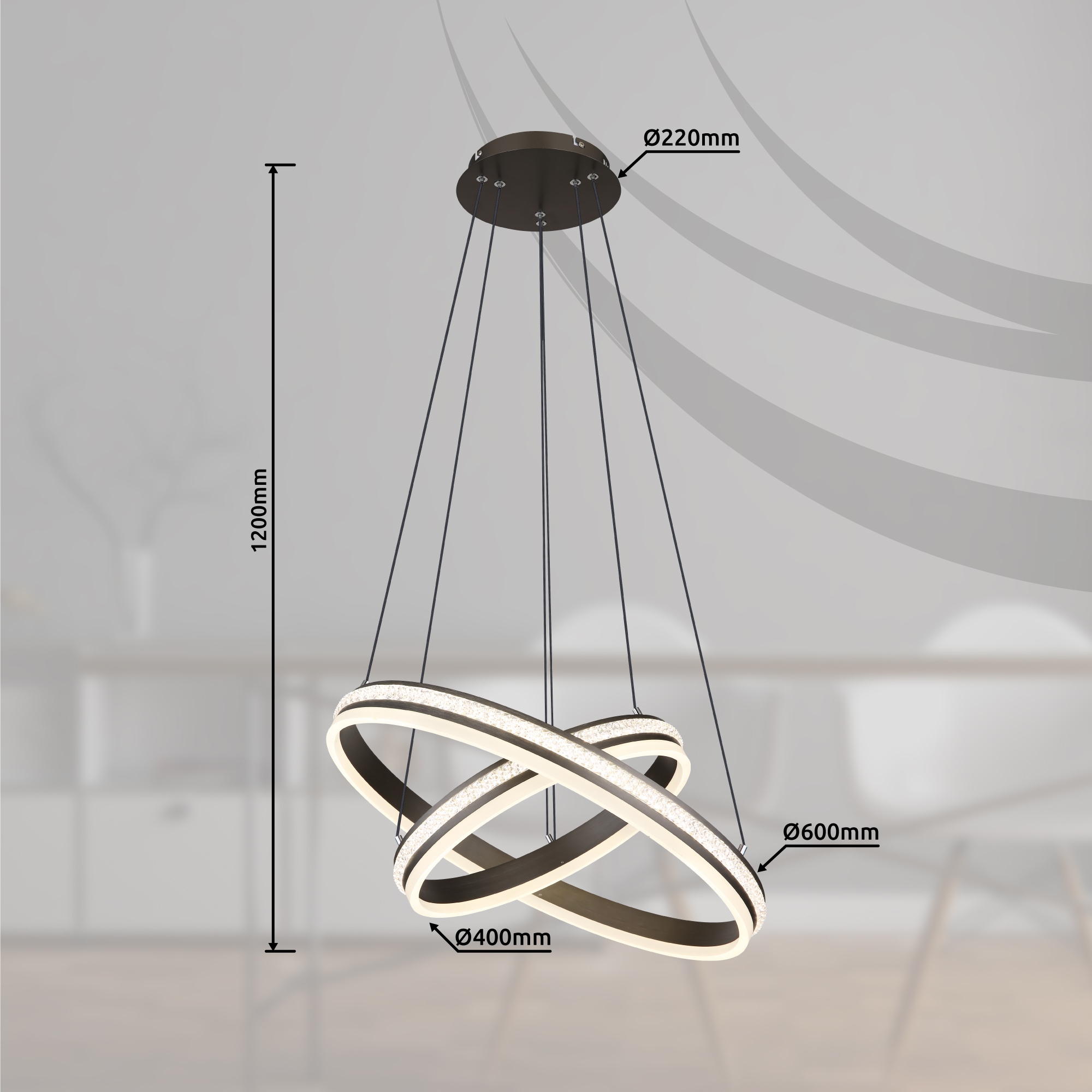 GLOBO LIGHTING LED Pendelleuchte »GROUNI«, Leuchtmittel LED-Modul | LED fest integriert, Hängelampe/Hängeleuchte/Wohnzimmer/Esstisch/elegant