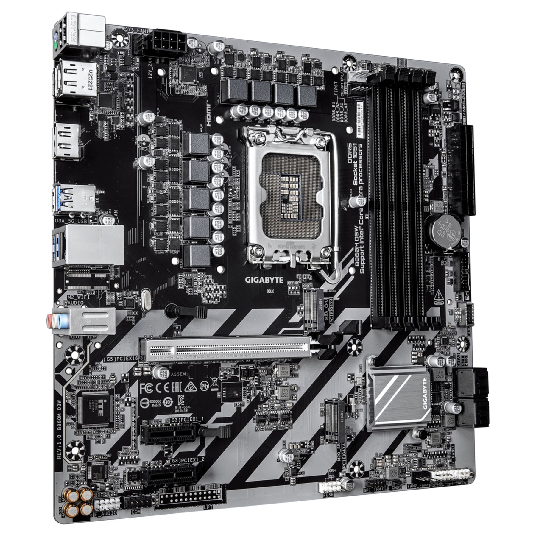 Gigabyte Mainboard »B860M D3W Mainboard – Intel Core Ultra Series CPUs, 4+1+2-Phasen-VRM,«
