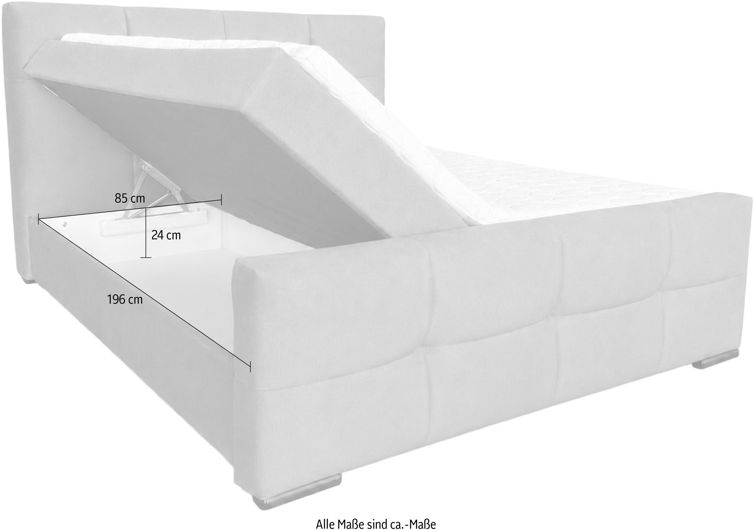 OTTO home Boxbett »RISE, Polsterbett mit Bettkasten, inkl. Taschenfederkernmatratze H3« inkl. Kaltschaumtopper, Luxus-Mircofaser-Bezug, Liegefläche 180x200 cm