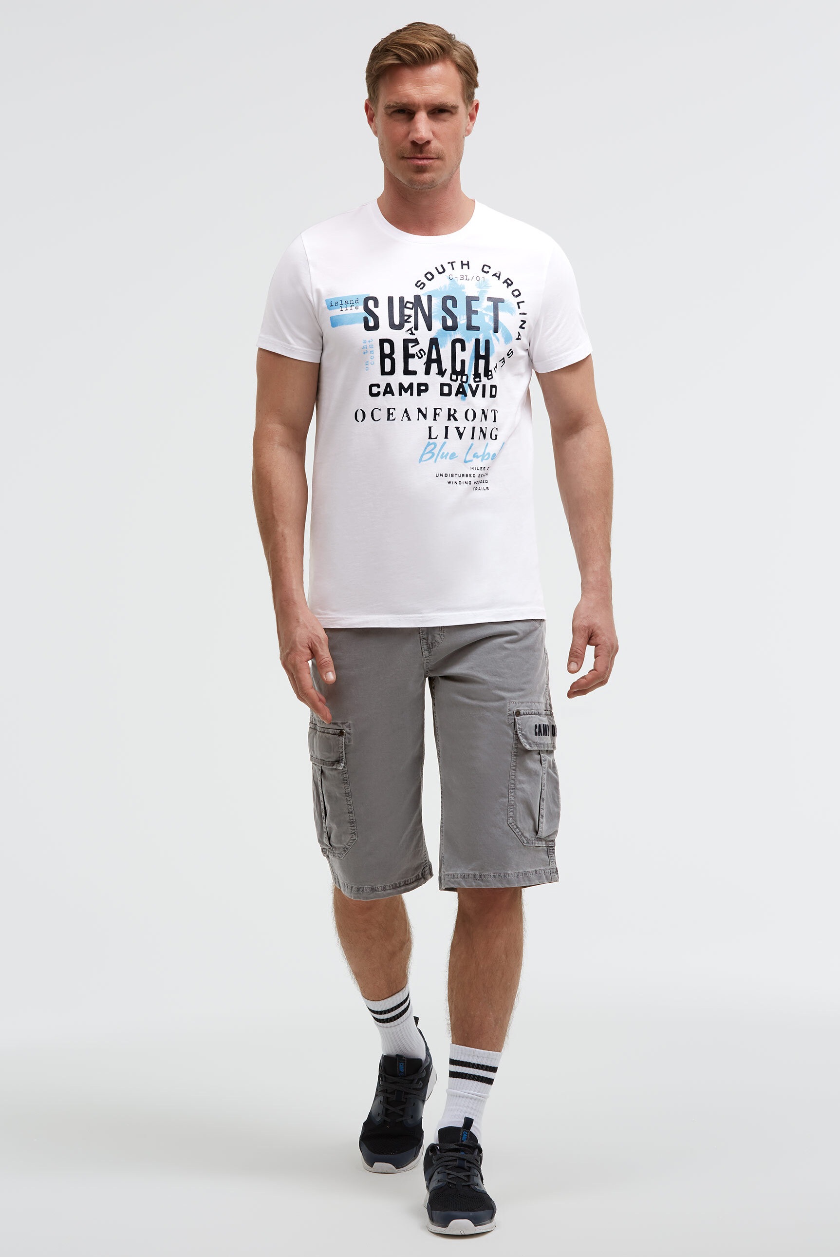 Rundhalsshirt CAMP DAVID, Damen, Gr. S, weiß, Single Jersey, Material: 100% Baumwolle, bedruckt, regular fit normal, Rundhals, eingesetzt gerader Abschluss, Shirts Rundhalsshirt, aus Baumwolle 2
