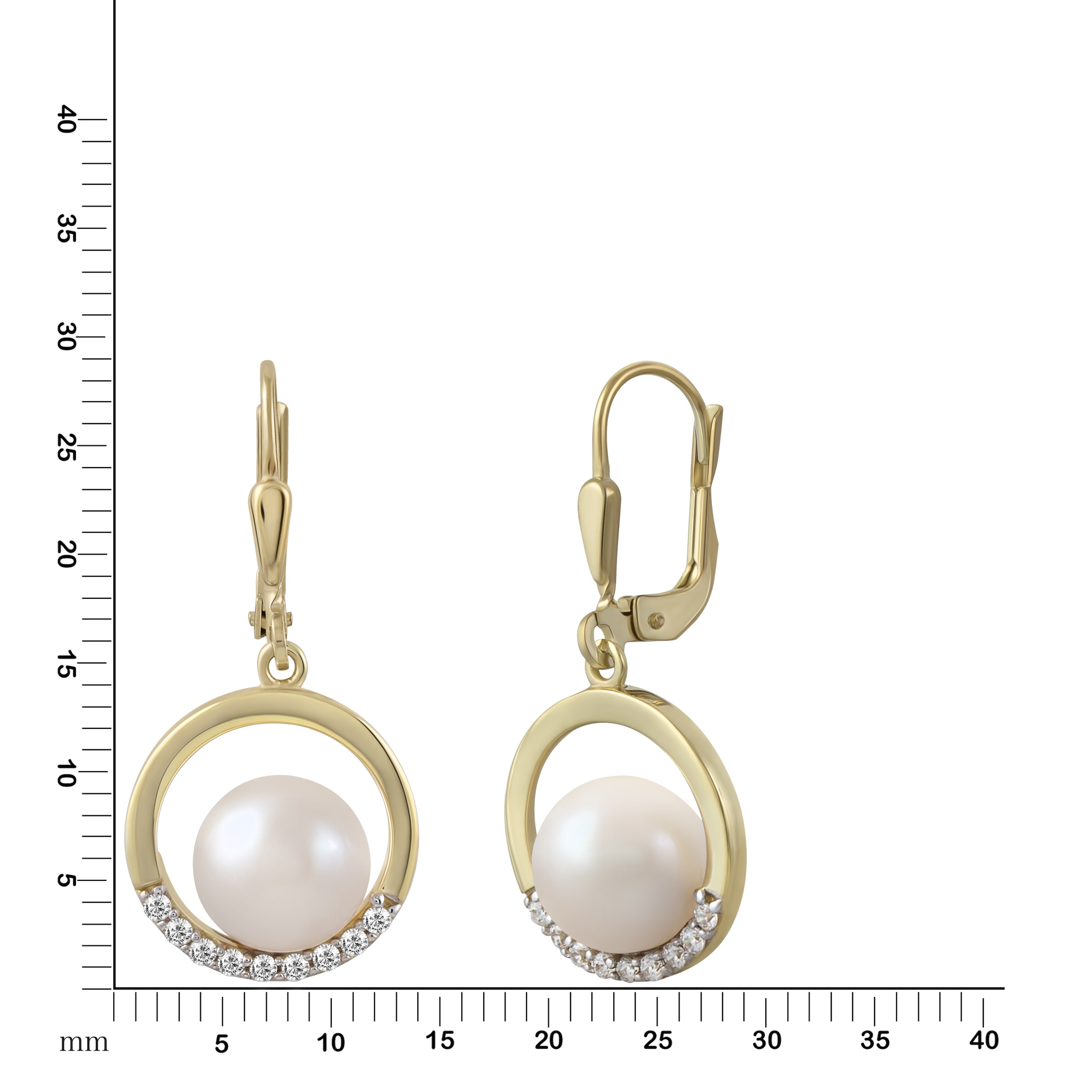 Fascination by Ellen K. Paar Ohrhänger »Gold 375 Perle weiß 8-8,5mm Zirkonia weiß«