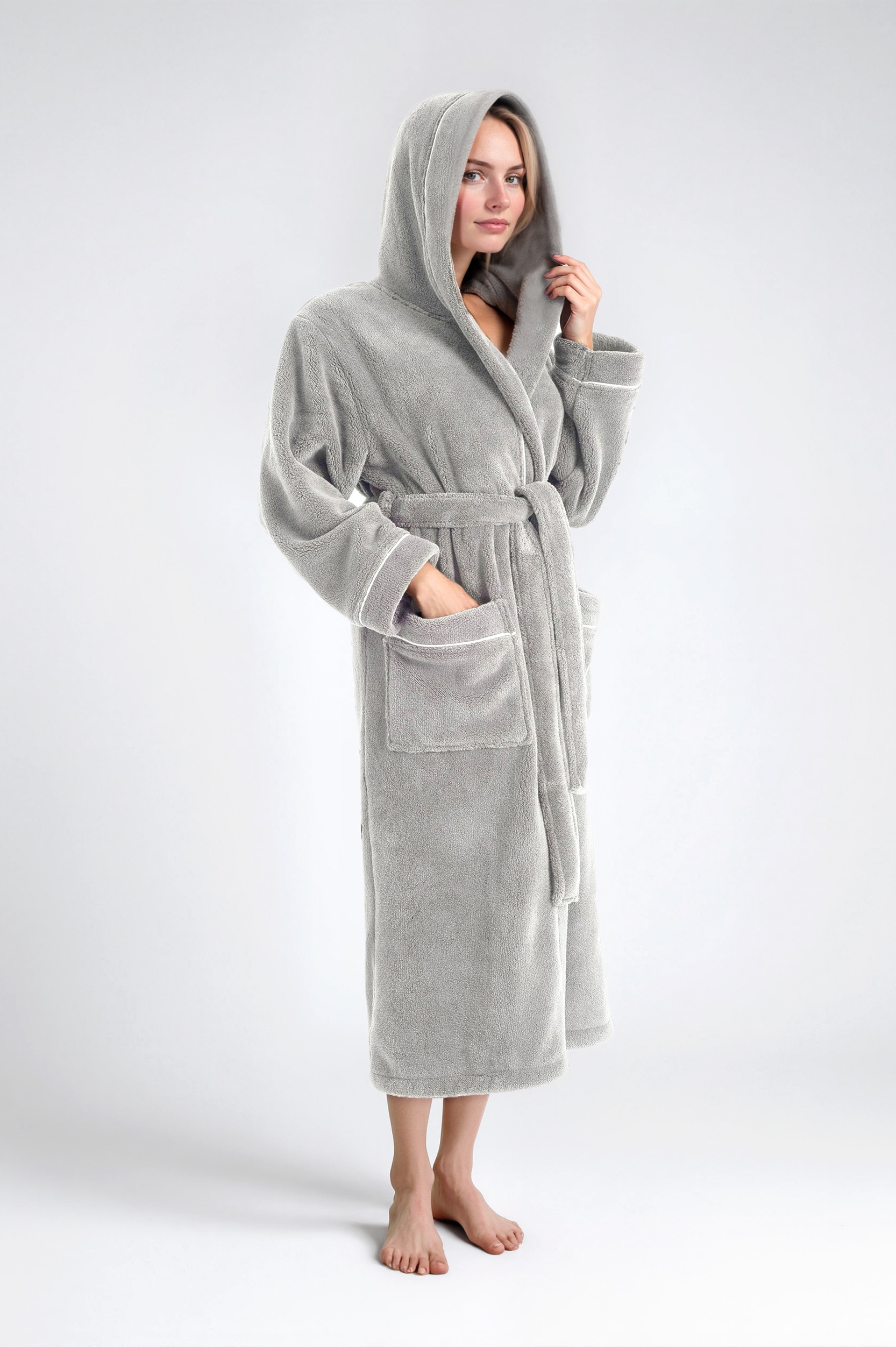 my home Unisex-Bademantel »Lillou, ideal für Sauna & Spa, Hotelbademantel, Morgenmantel«, (1 St.), kuschelig weicher Fleece, plüsch, für Damen und Herren, XS-3XL