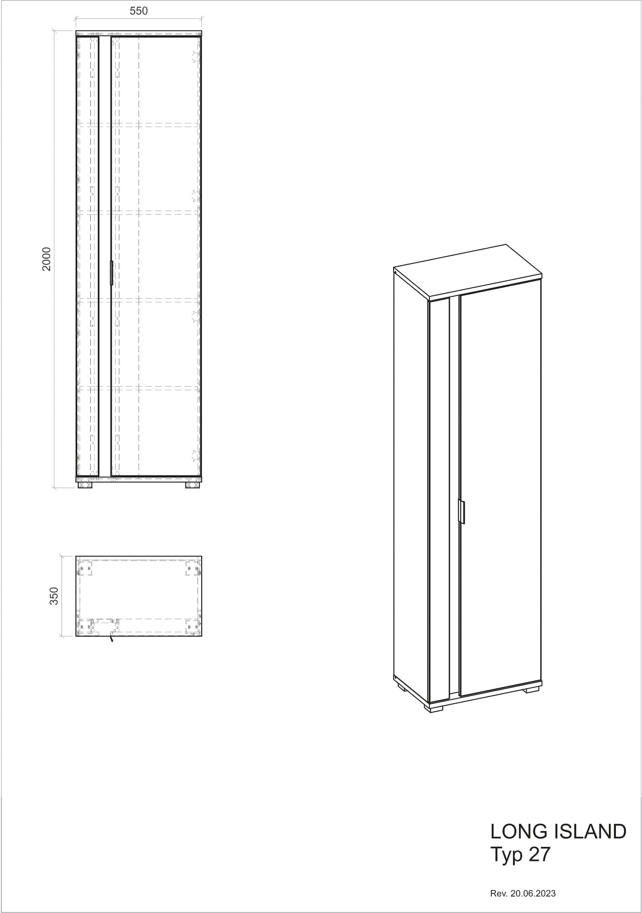 INOSIGN Mehrzweckschrank »LONG ISLAND«, (1 St.), in moderner Trendfarbe,inklusive senkrechter Beleuchtung,Breite 55 cm