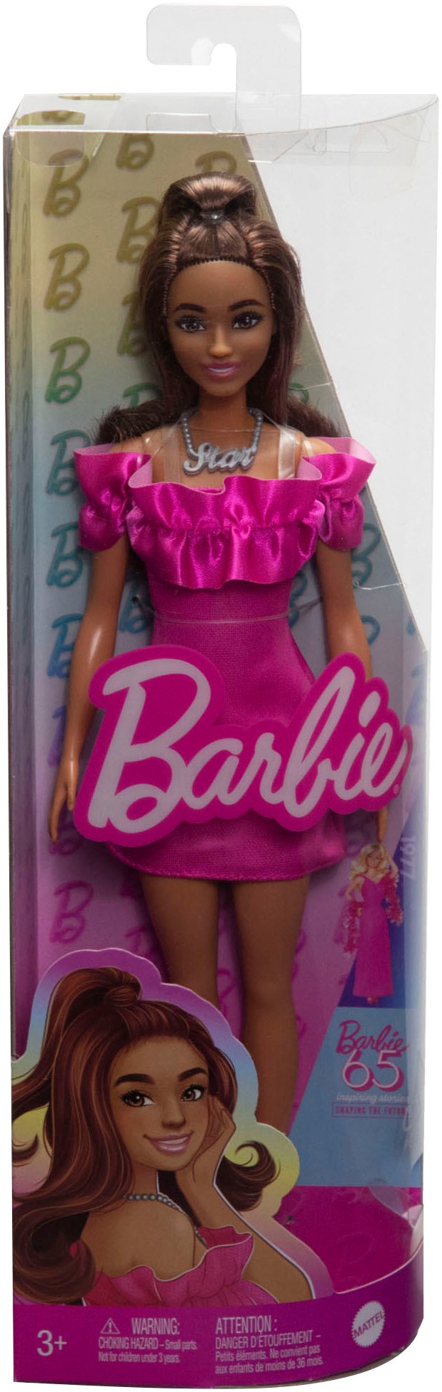 Barbie Anziehpuppe »Fashionistas, pinkfarbenes Kleid mit Rüschenärmeln«