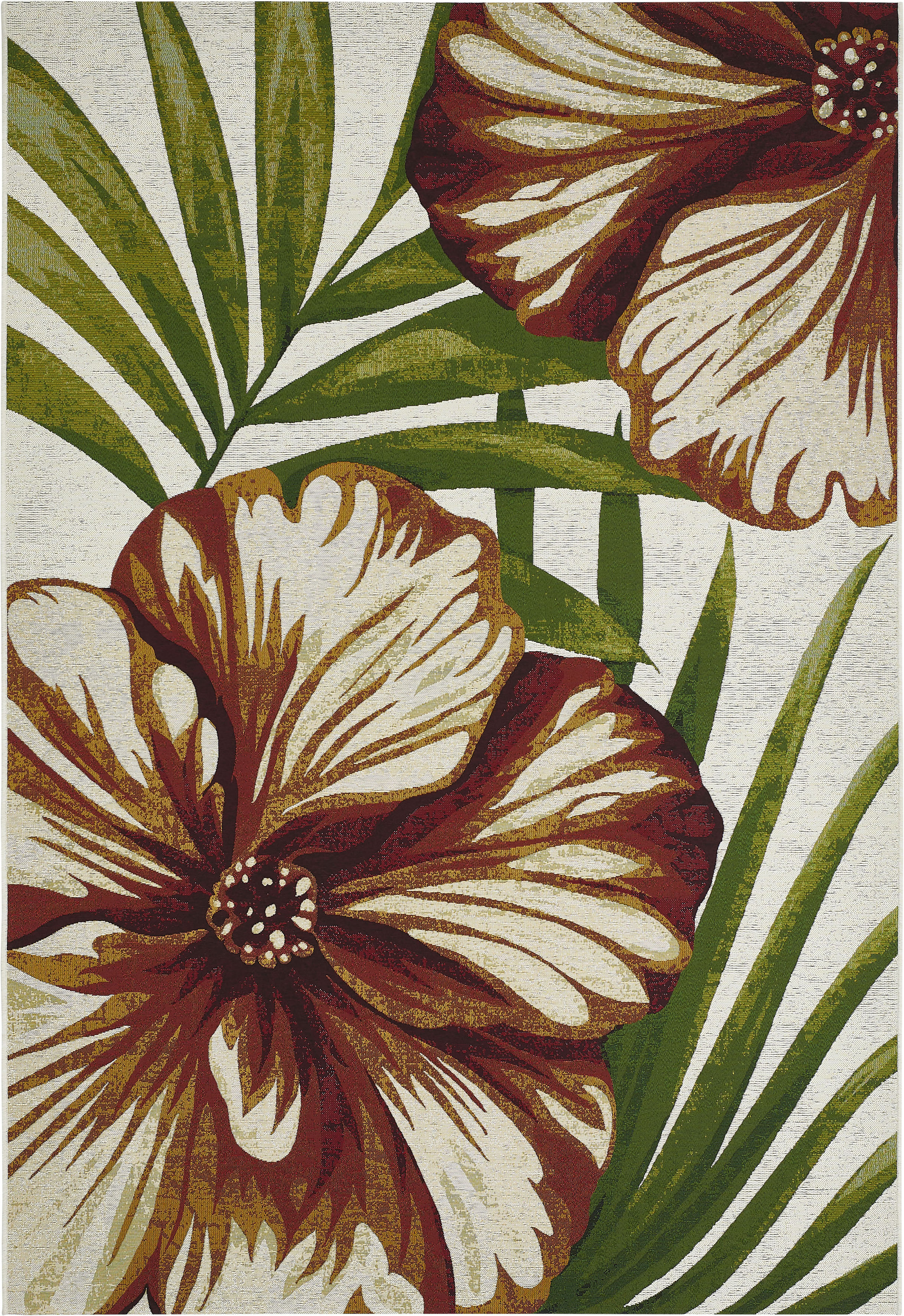 Thumbnail - LUXOR living Teppich "Panama Blume, Made in Belgium", rechteckig, 5 mm Höhe, Flachgewebe, modernes Design, Motiv Blumen,...