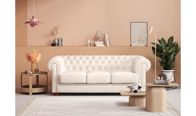 Chesterfield-Sofa »Kent«, 3-Sitzer mit edler Knopfheftung, Breite 205 cm