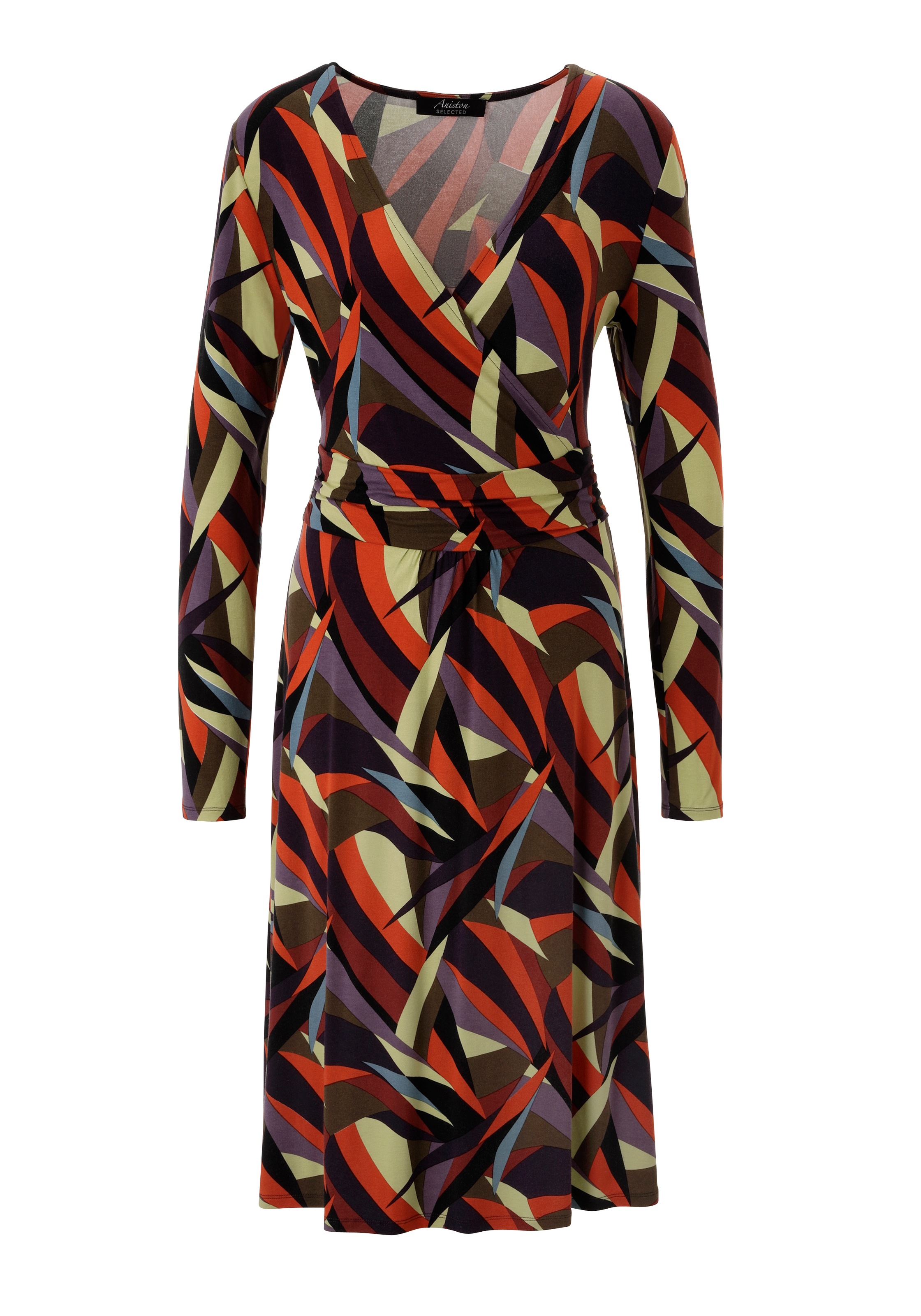 Aniston SELECTED Jerseykleid V-Ausschnitt mit raffinierter Wickeloptik - NEUE KOLLEKTION
