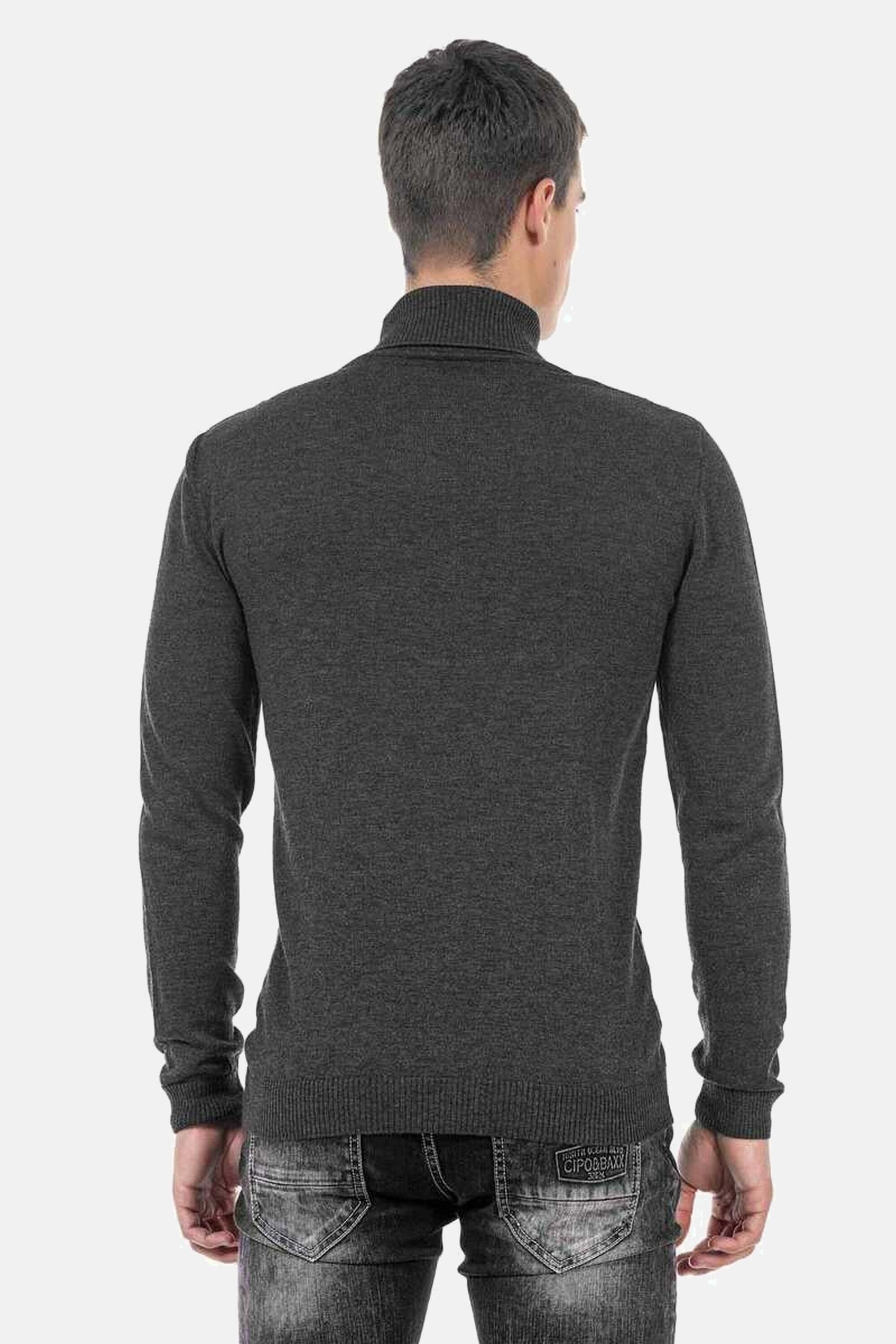 Cipo & Baxx Rollkragenpullover »Pullover«, mit kariertem Strickmuster, CP241