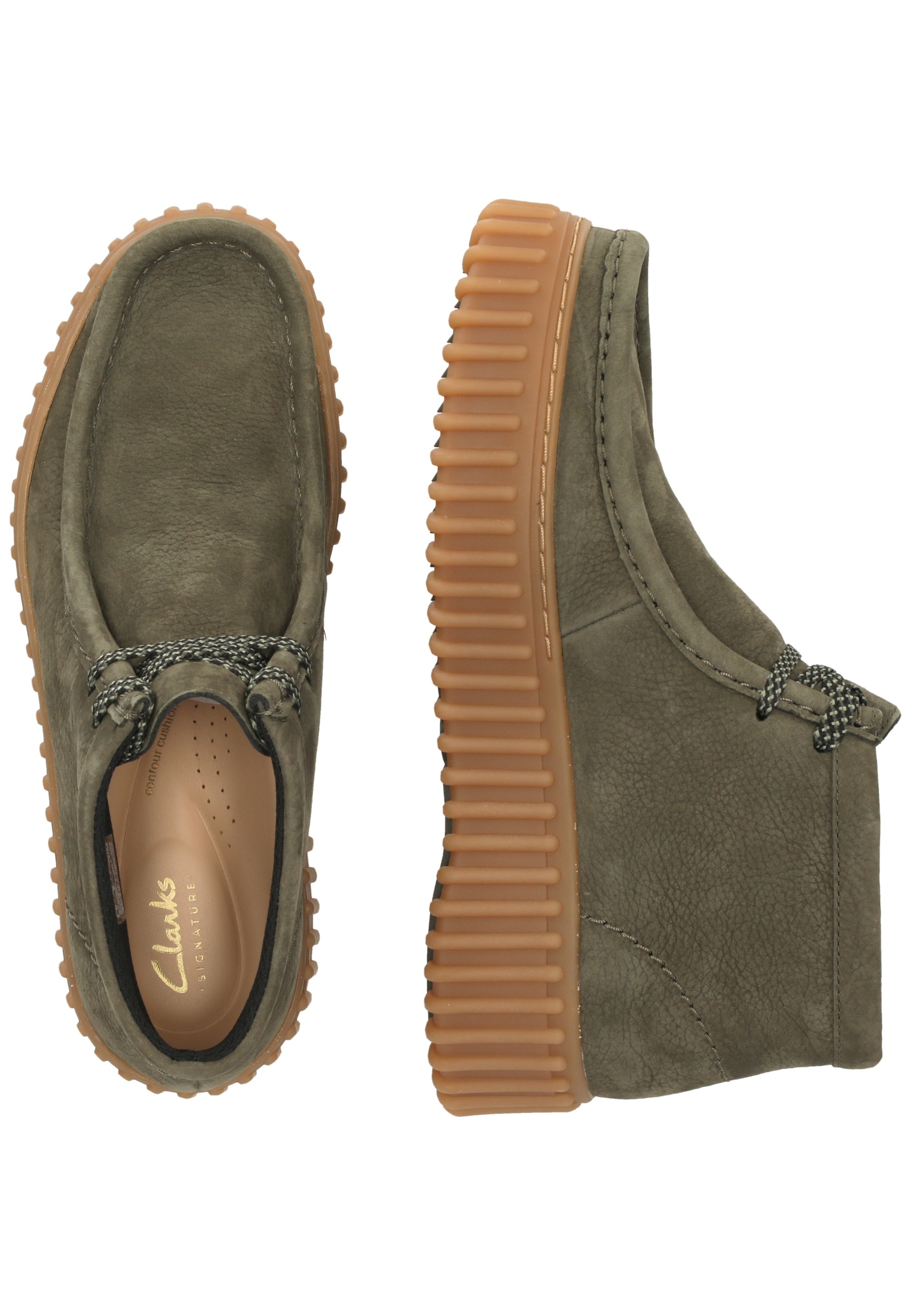 Clarks Schnürschuh »Torhill Moss Dark Green Nub«  mit charakteristischer, gerippter Sohle