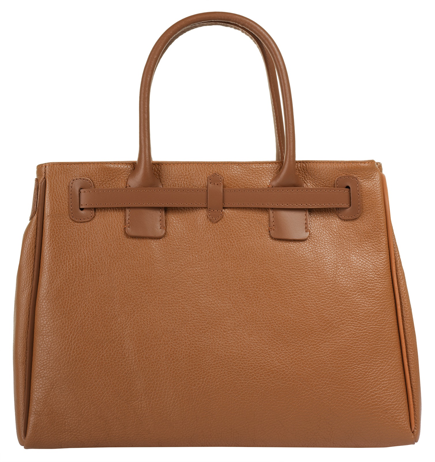 Cluty Damen Leder Handtasche Cognac 3