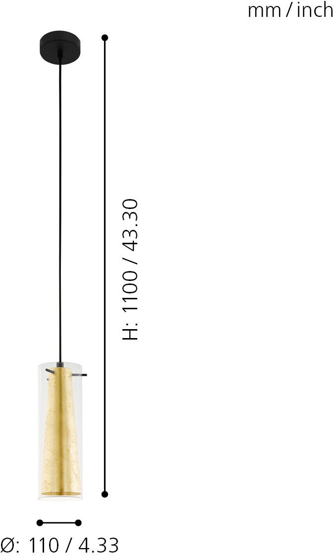 EGLO Hängeleuchte »PINTO GOLD Pendellampe, Stahl, Glas, E27, IP20, Esstischlampe, Lampe« E27 Hängelampe goldfarben - für Esszimmer, Küche oder Wohnzimmer