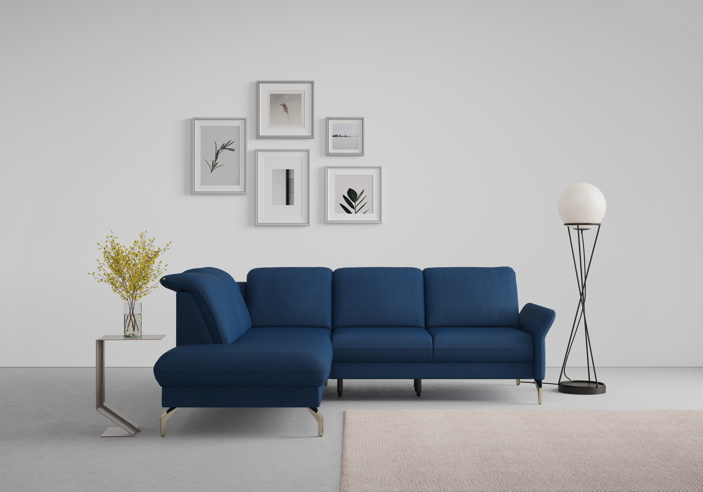 sit&more Ecksofa »Fashion L-Form«, wahlweise mit Kopfteilverstellung, Vorziehsitz, motorisch, Nickelfüße