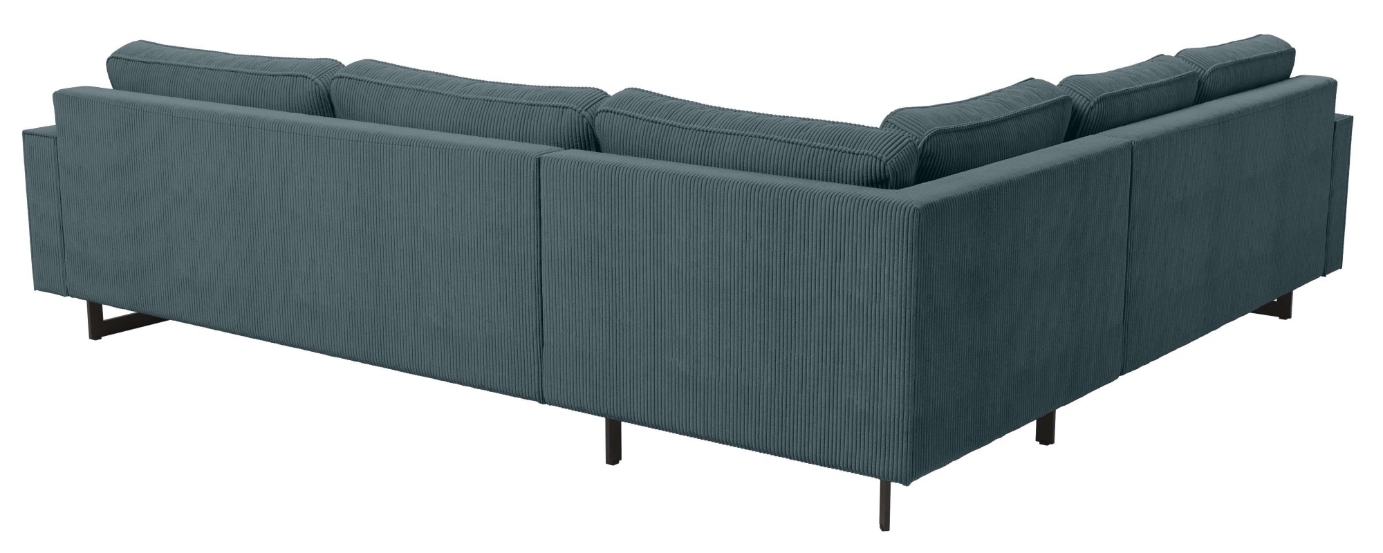 Places of Style Ecksofa »Pinto, XXL, 250/290 cm, langer Schenkel, Ottomane«, Cord, Chenille, Lederoptik, mit Keder, Metallfüße, Wellenunterfederung