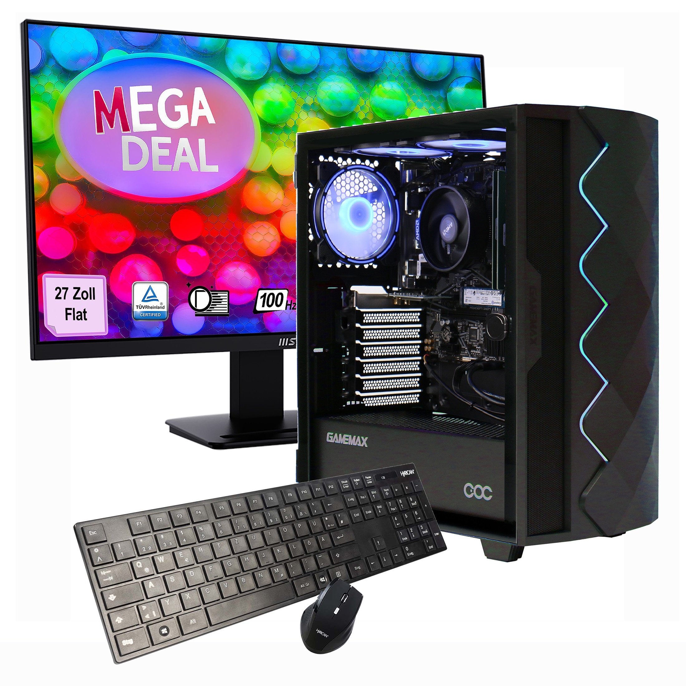GAMEMAX PC-Komplettsystem "MegaDeal Diamond BK 2612 Ryzen 5 5600G Radeon Graphics 32GB 1TB SSD", Microsoft Windows 11 Home (64 Bit), 32 GB RAM 1.000