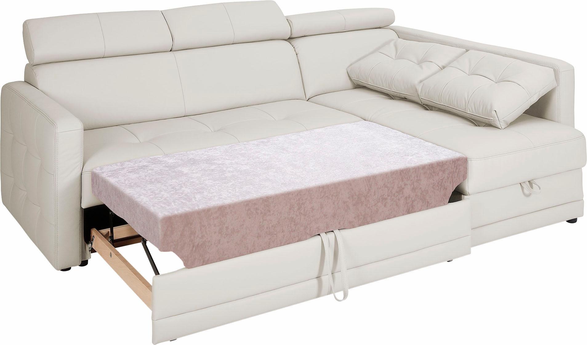 exxpo - sofa fashion Ecksofa »Arles, bequeme Federkernunterfederung, OTTOs Choice, L-Form«, wahlweise mit Bettfunktion und Bettkasten, inkl. Kopfteilverstellung