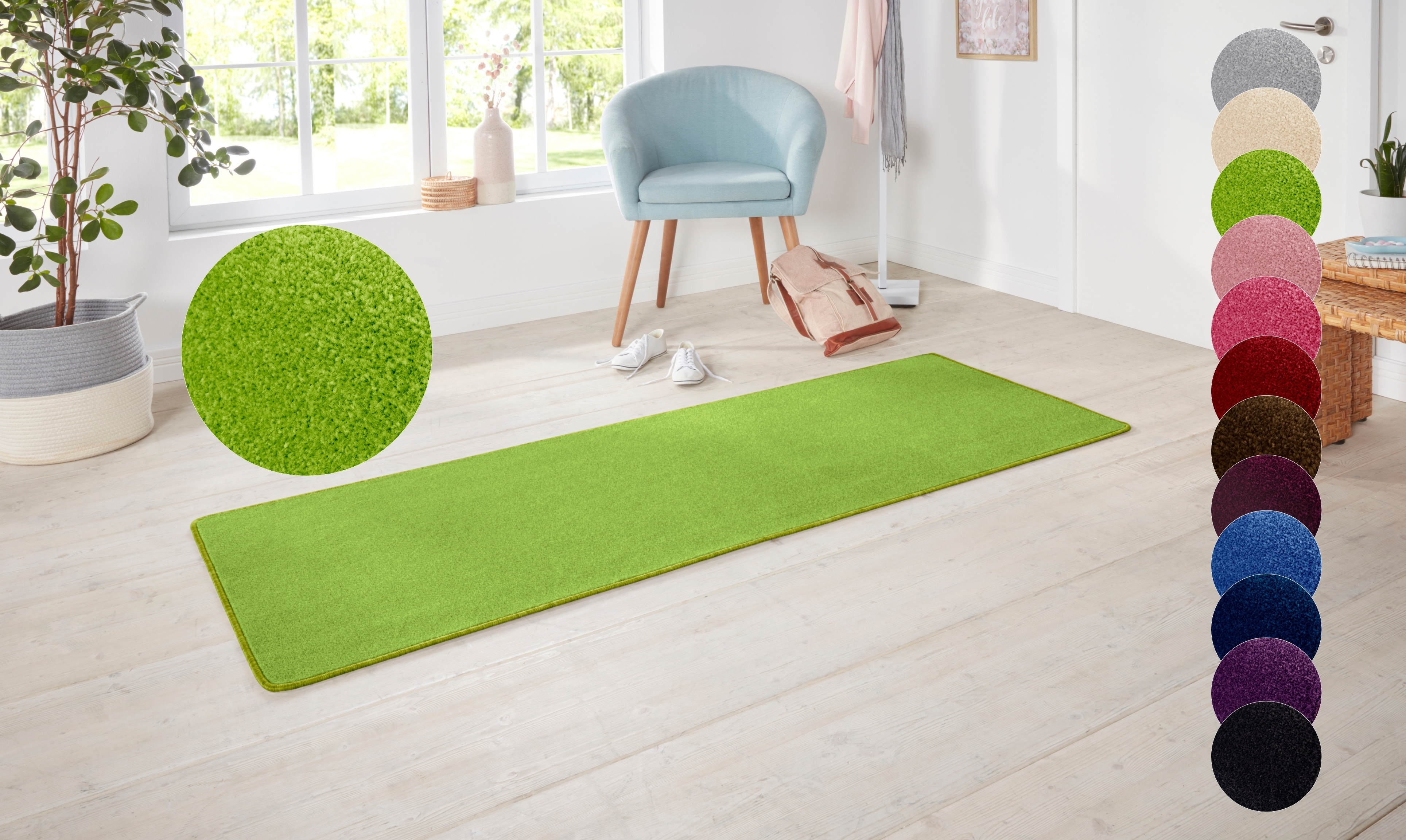 HANSE Home 1100000002199 "Shashi" rechteckig 8,5 mm Höhe Kurzflor, Unifarben, Läufer, weich, Esszimmer, Kinderzimmer, Flur