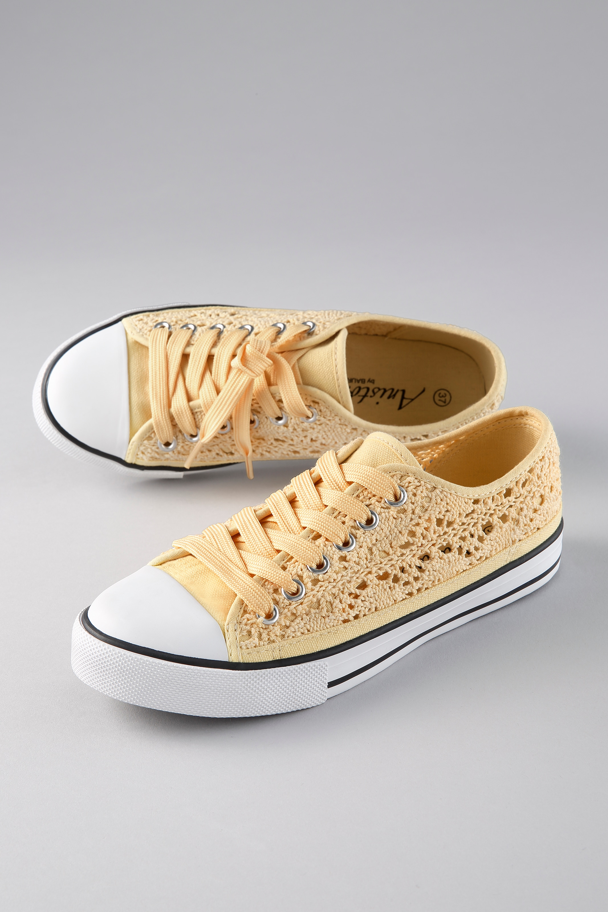 Aniston SHOES Sneaker Schnürschuh, Freizeitschuh in Häkeloptik - NEUE KOLLE günstig online kaufen