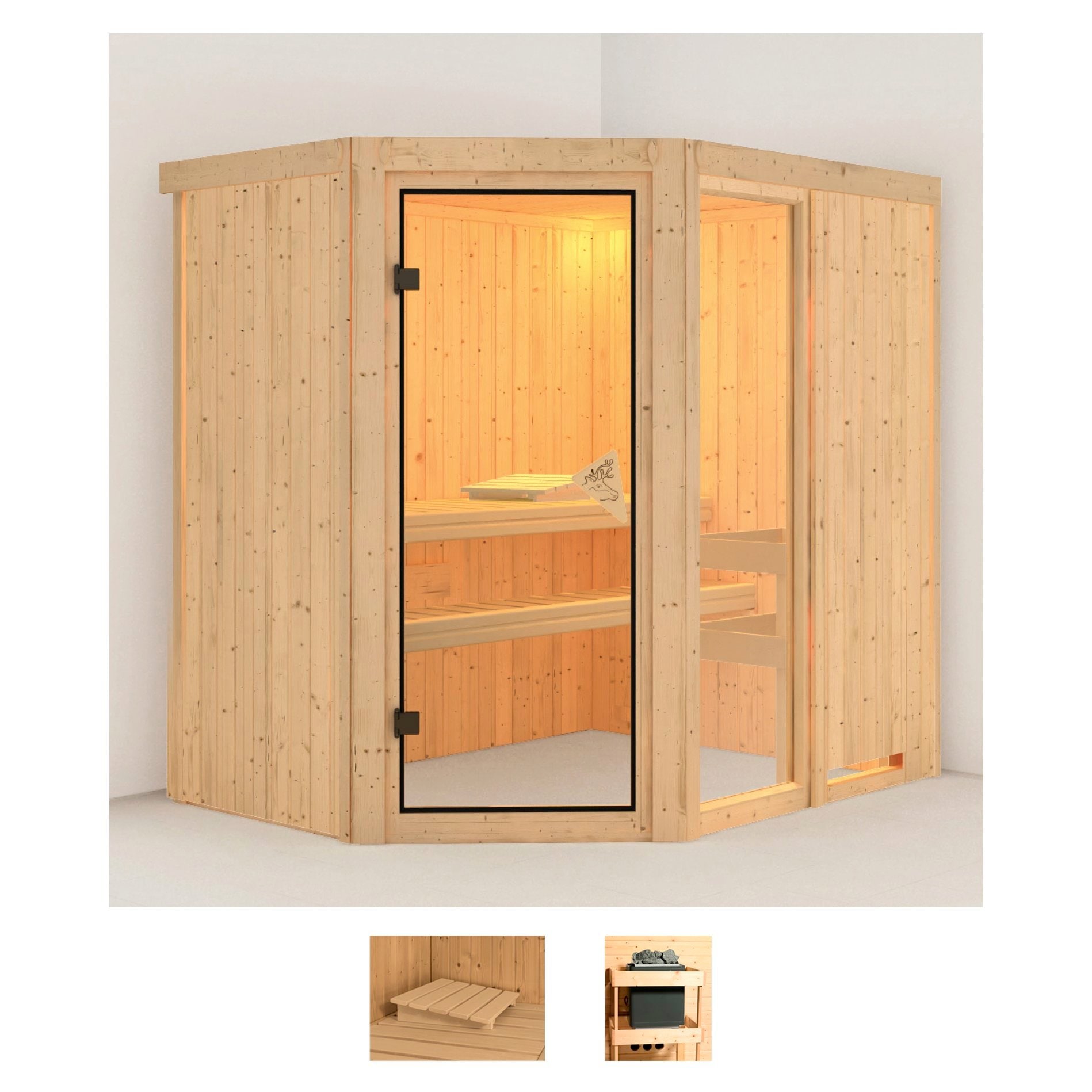 Karibu Sauna "Frigga 1" Set, ohne Ofen