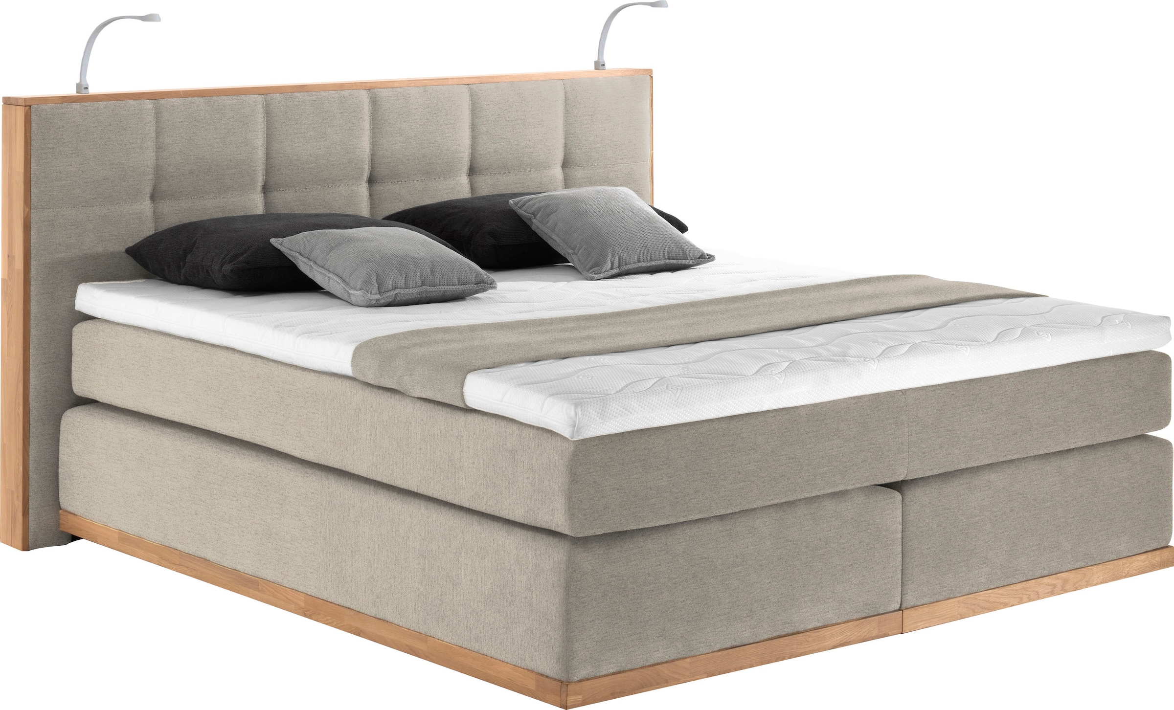 PLACES OF STYLE Boxspringbett "Vinton" aus Eiche, mit LED-Beleuchtung, vers günstig online kaufen
