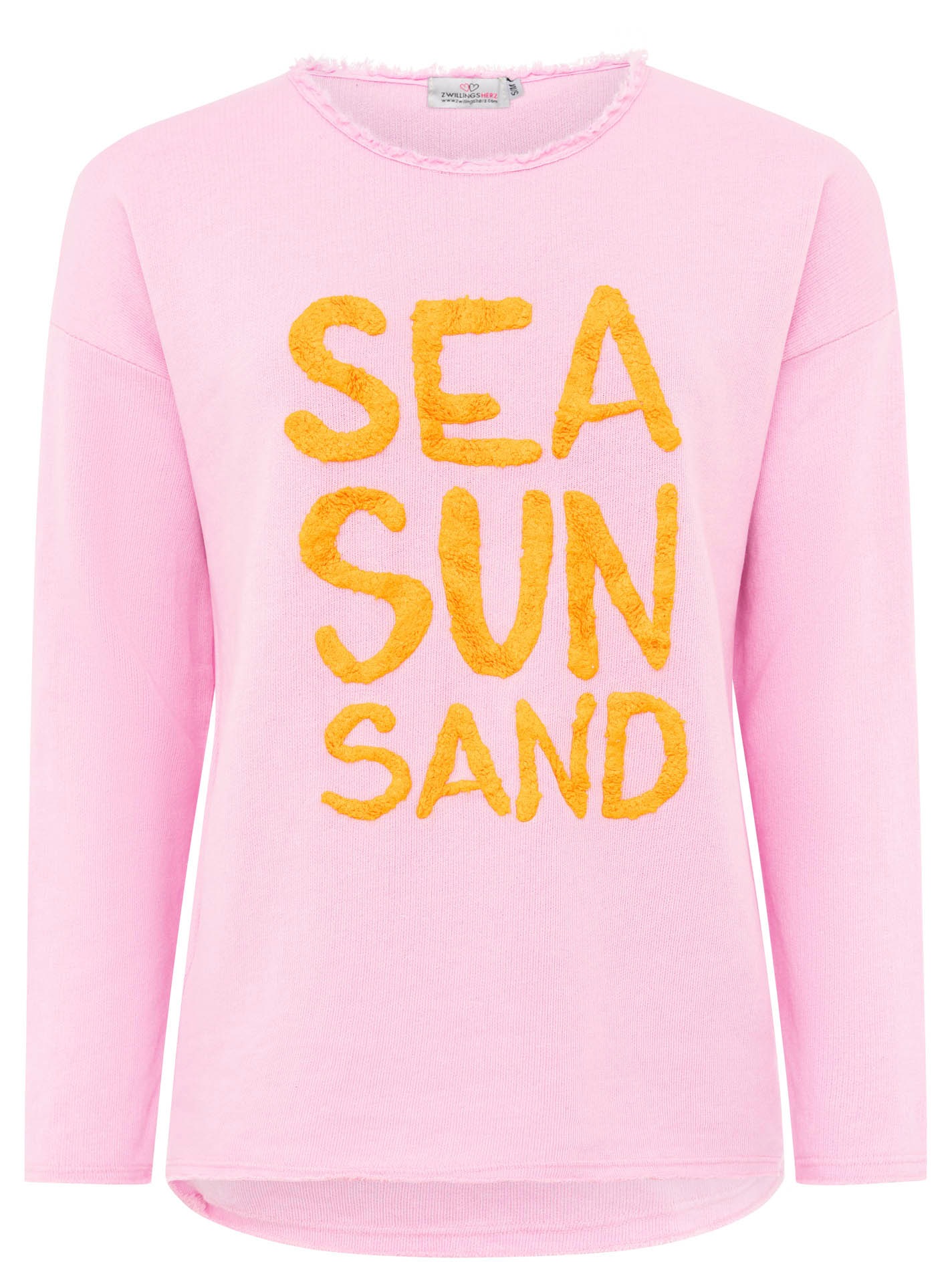 Zwillingsherz Sweater ""Sea Sand Sun"", Mit großer Flock-Aufschrift in auff günstig online kaufen