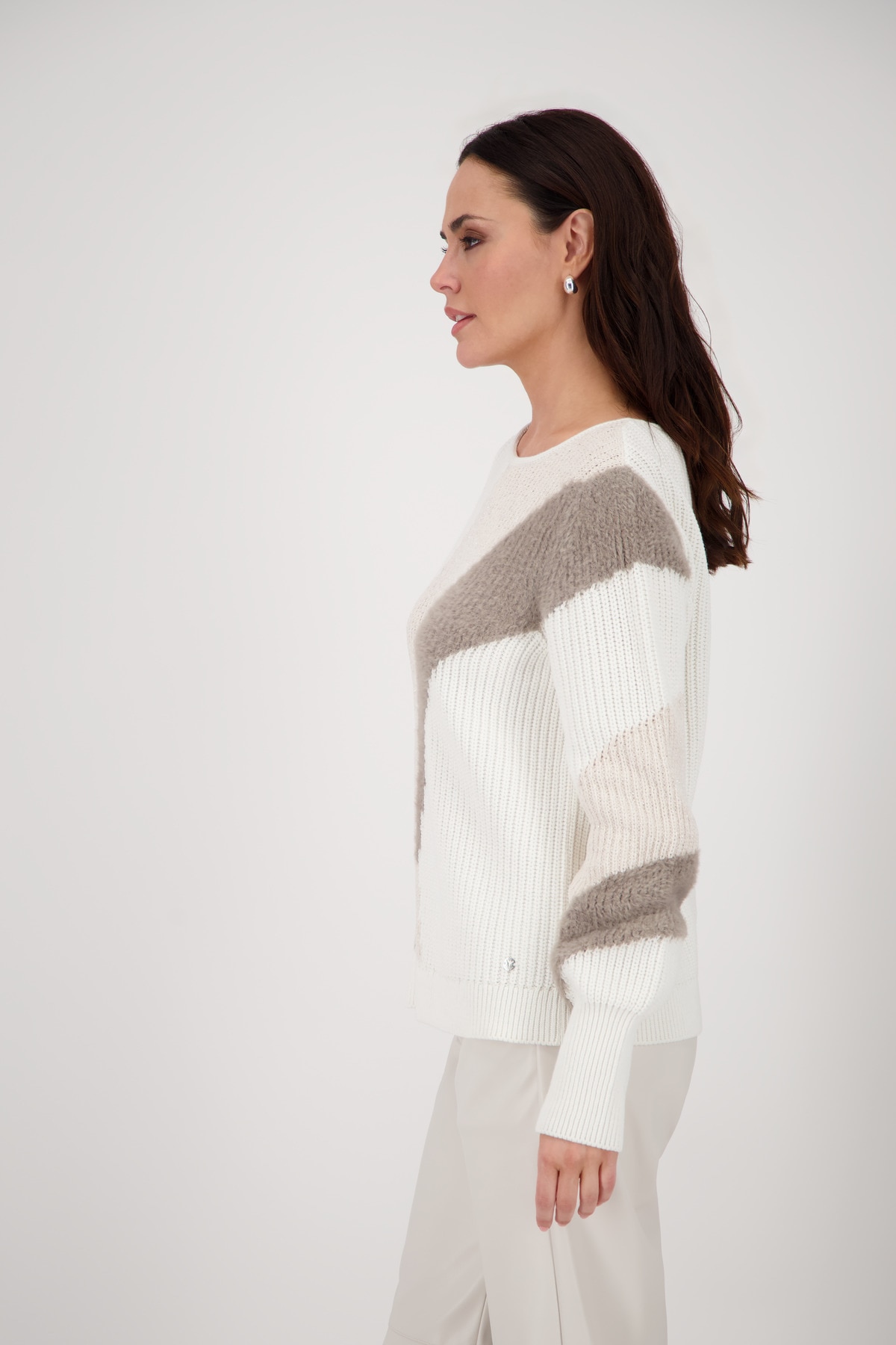 Monari Strickpullover »Pullover Intarsie«, Mit Rundhalsausschnitt