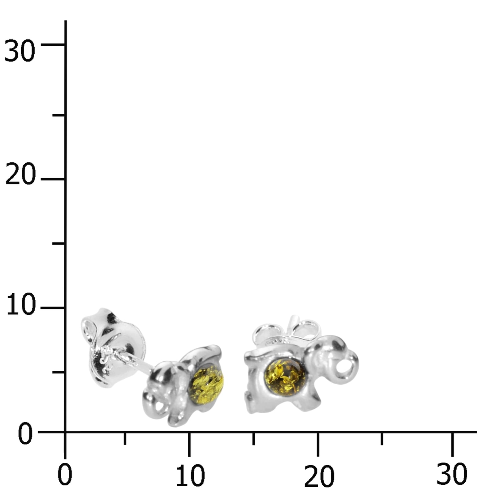 OSTSEE-SCHMUCK Paar Ohrstecker »- Elefant - Silber 925/000 - Bernstein«