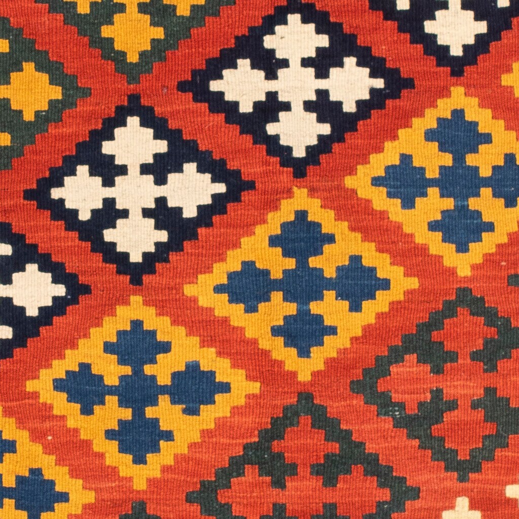 Wohnen Teppiche morgenland Wollteppich »Kelim Fars Durchgemustert Rosso 107 x 105 cm«, quadratisch, 0,6 mm Höhe, OrientOptik rot