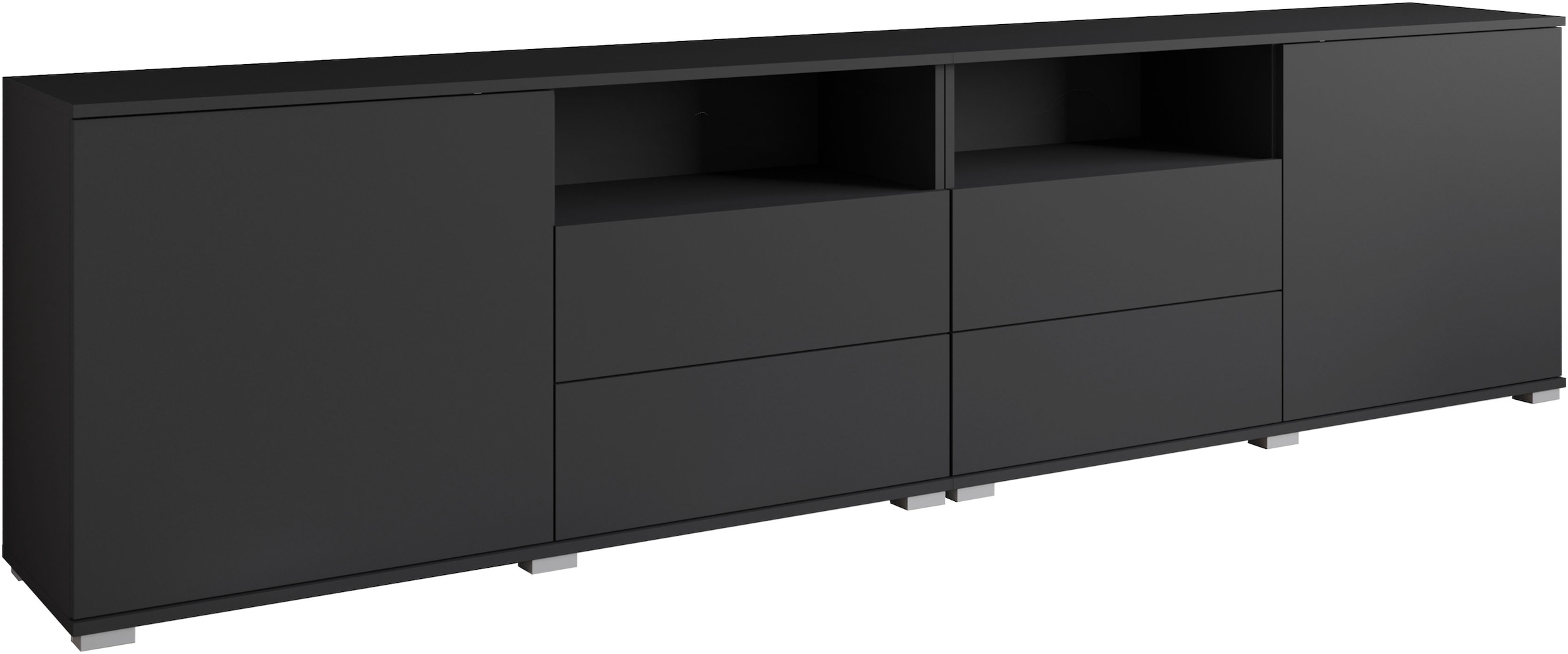 OTTO home Lowboard »Kenia, TV-Schrank, 240 cm breit, mit 2 Türen und 4 Schubladen« 1 Stk. tlg. Höhenverstellbare Einlegeböden und offene Ablagefächer