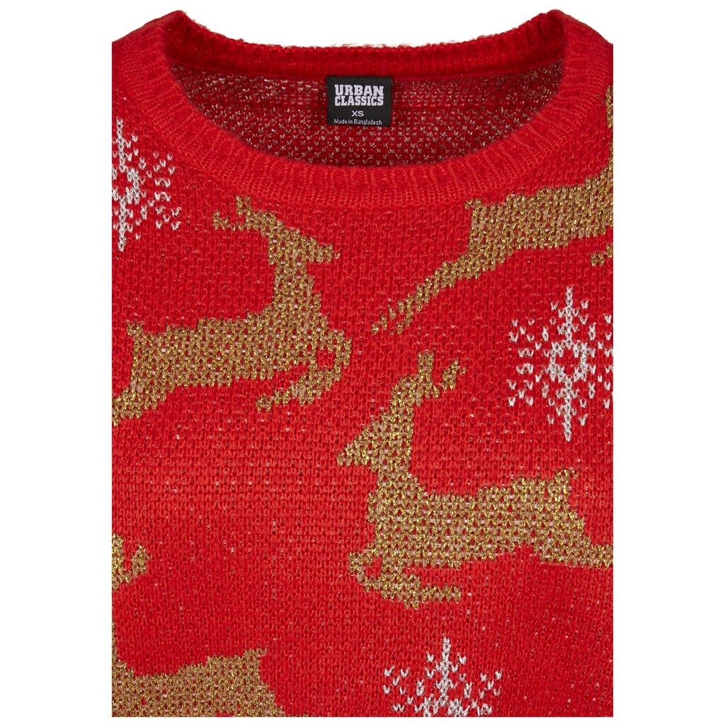 URBAN CLASSICS Rundhalspullover »Urban Classics Damen Ladies Oversized Christmas Sweater«, (1 tlg.)