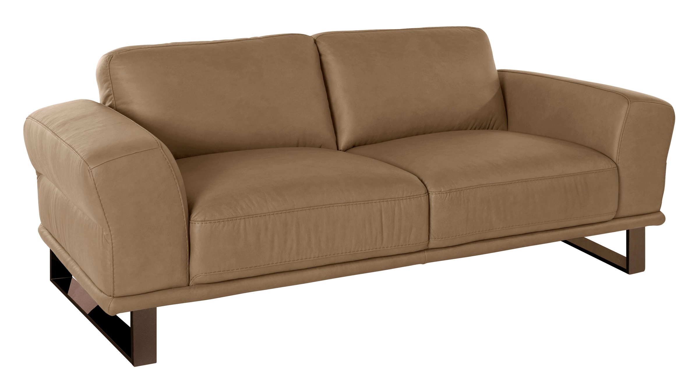 2,5-Sitzer W.SCHILLIG "montanaa", braun (fango z69), B:212cm H:78cm T:94cm, Sofas, mit Metallkufen in Bronze pulverbeschichtet, Breite 212 cm 2