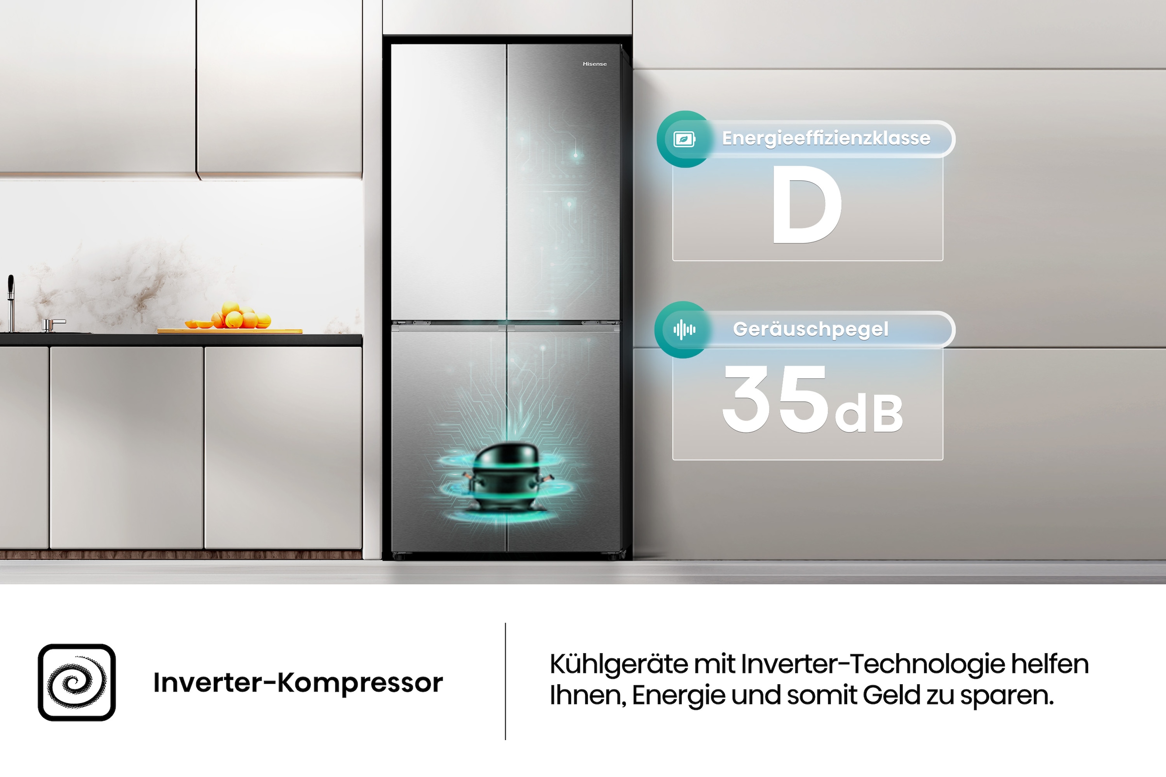 Hisense Multi Door »RQ5P470SAID«, MetalCooling Innenwand