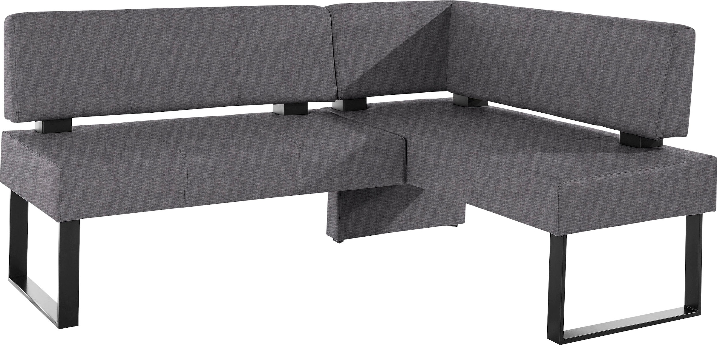 Eckbank HOME AFFAIRE, B:200cm H:89cm T:160cm, grau, Holzwerkstoff, Massivholz, Polyester, Esszimmer, Sitzbänke, "Oliver mit Metallgestell,